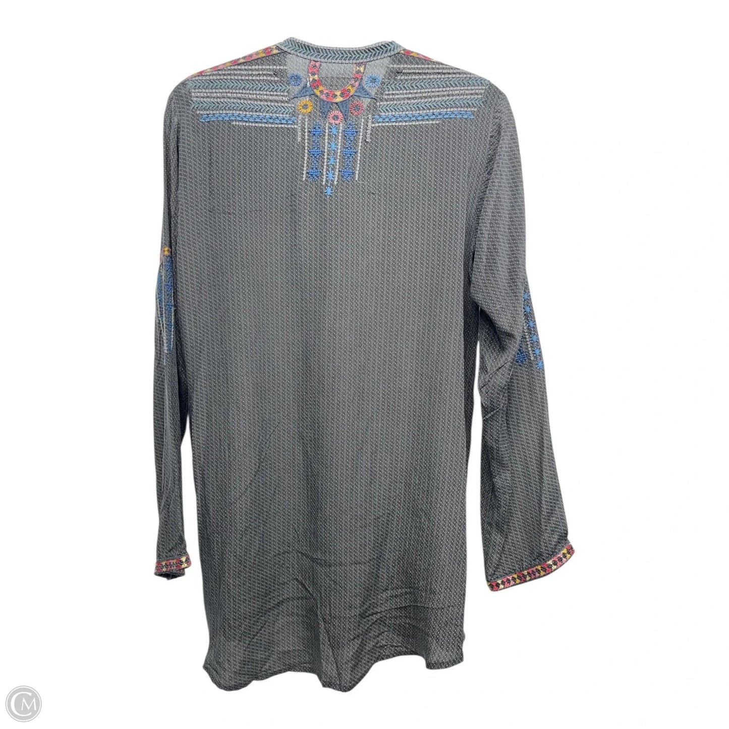 Blouse Long Sleeve By Johnny Was In Black & Grey, Size: M