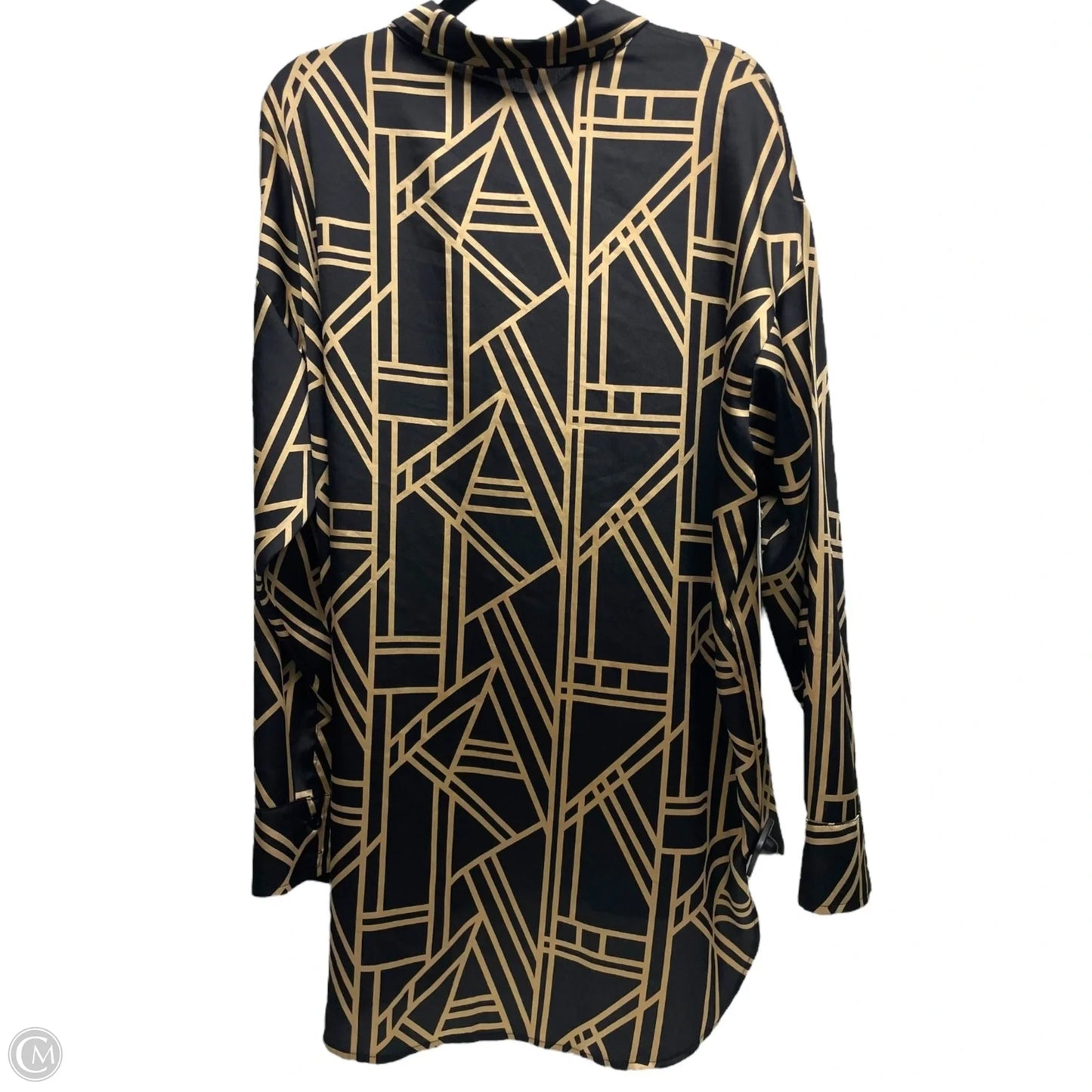 Tunic Long Sleeve Designer By Karl Lagerfeld In Black & Gold, Size: M