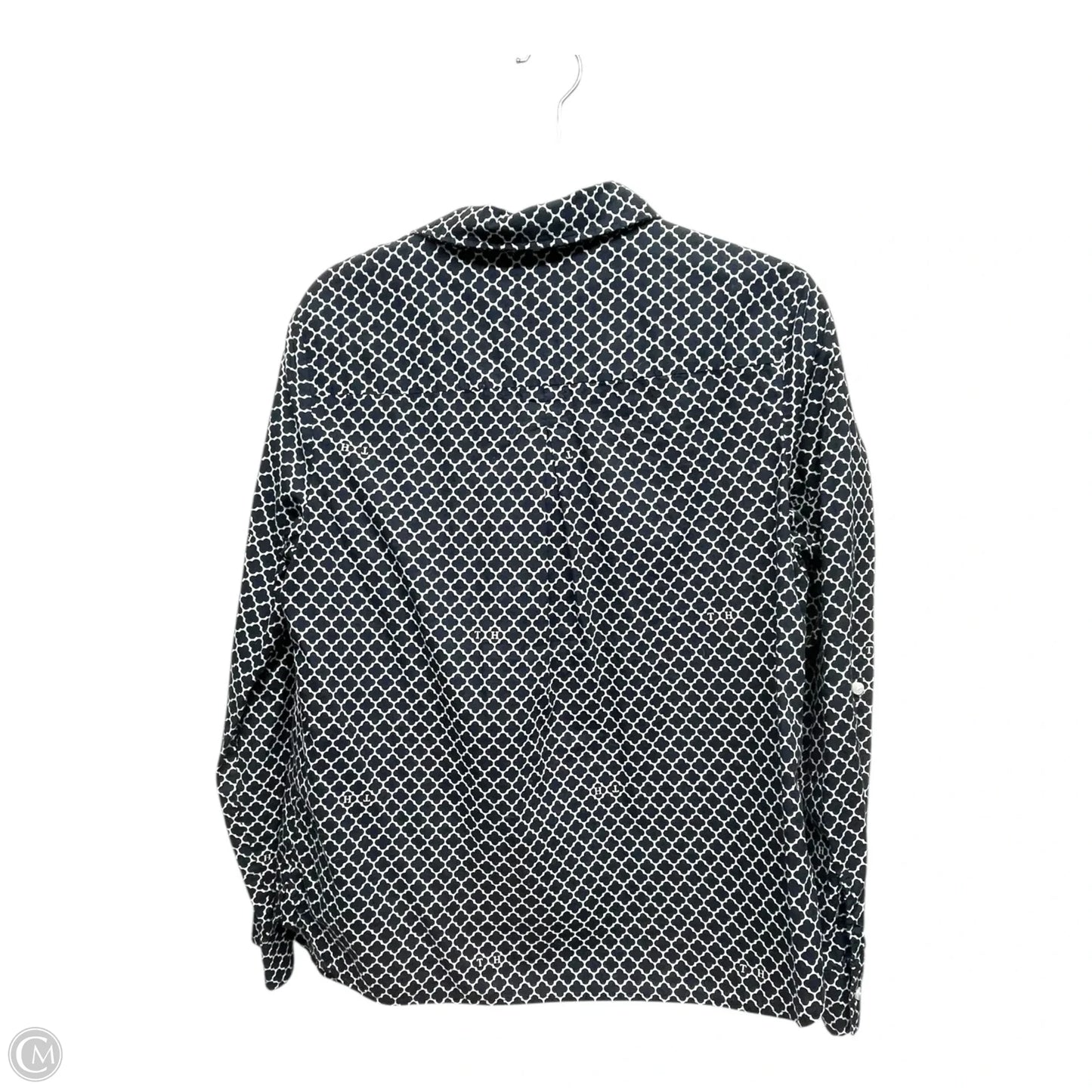 Top Long Sleeve By Tommy Hilfiger In Blue & White, Size: L