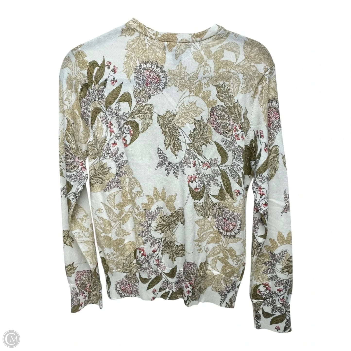 Sweater Cardigan By Lands End In Floral Print, Size: S