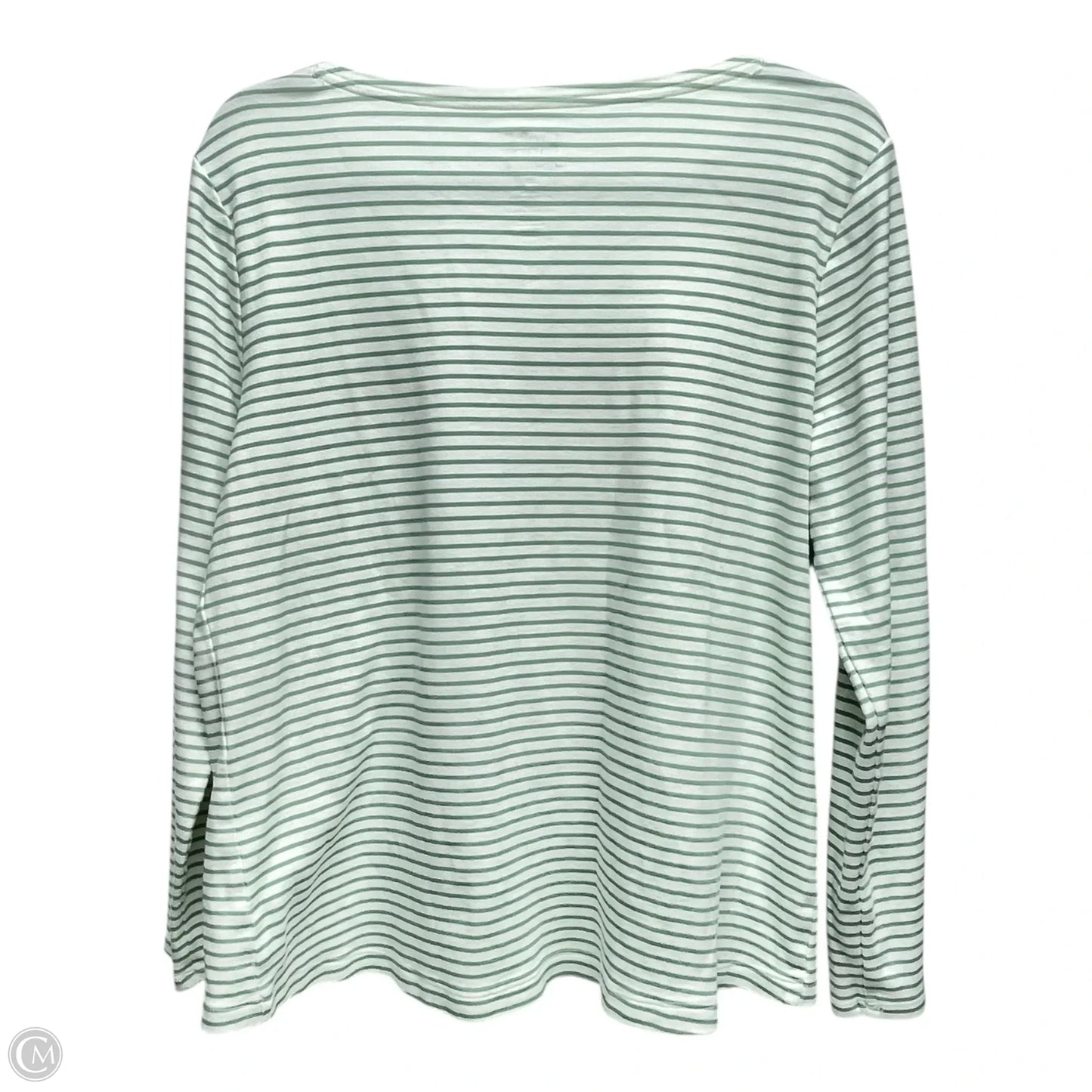Top Long Sleeve By Croft And Barrow In Green & White, Size: M