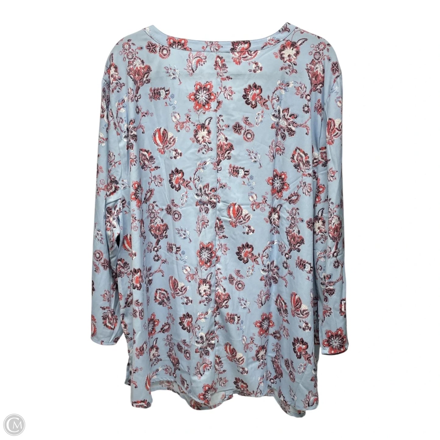 Blouse 3/4 Sleeve By Catherines In Blue & Red, Size: 3x