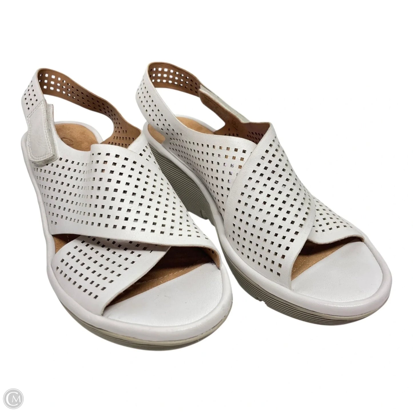 Shoes Heels Wedge By Clarks In White, Size: 9