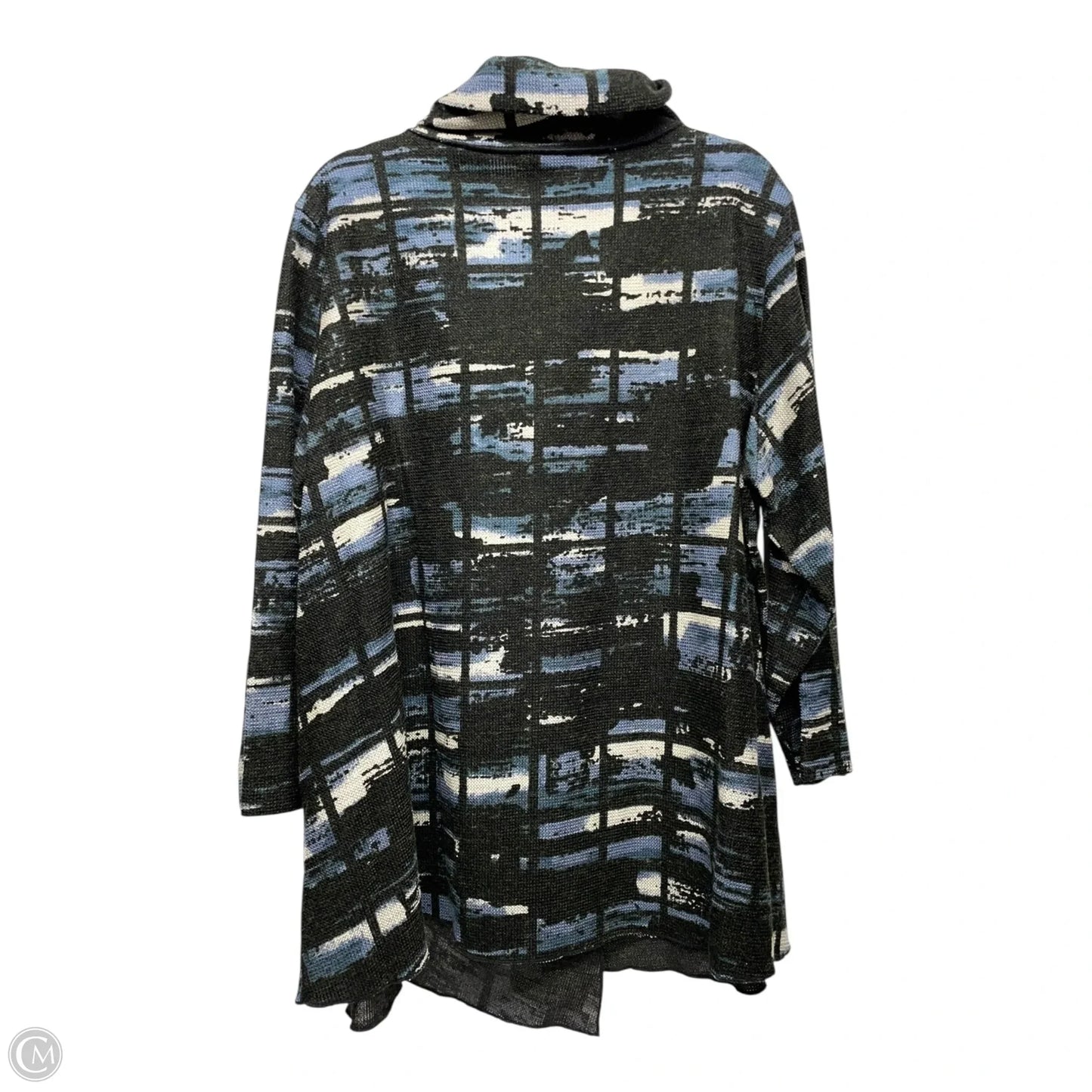 Cardigan By Ali Miles In Black & Blue, Size: 2x