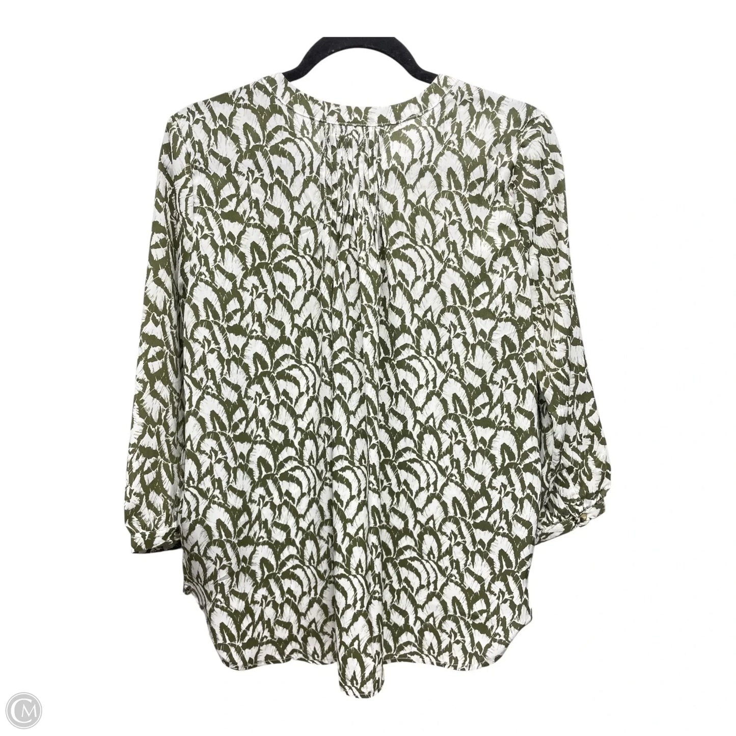 Blouse 3/4 Sleeve By Jachs Girlfirend In Green & White, Size: S