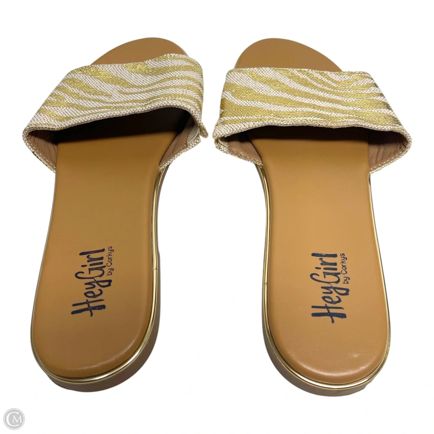 Sandals Flats By Corkys In Gold & White, Size: 9