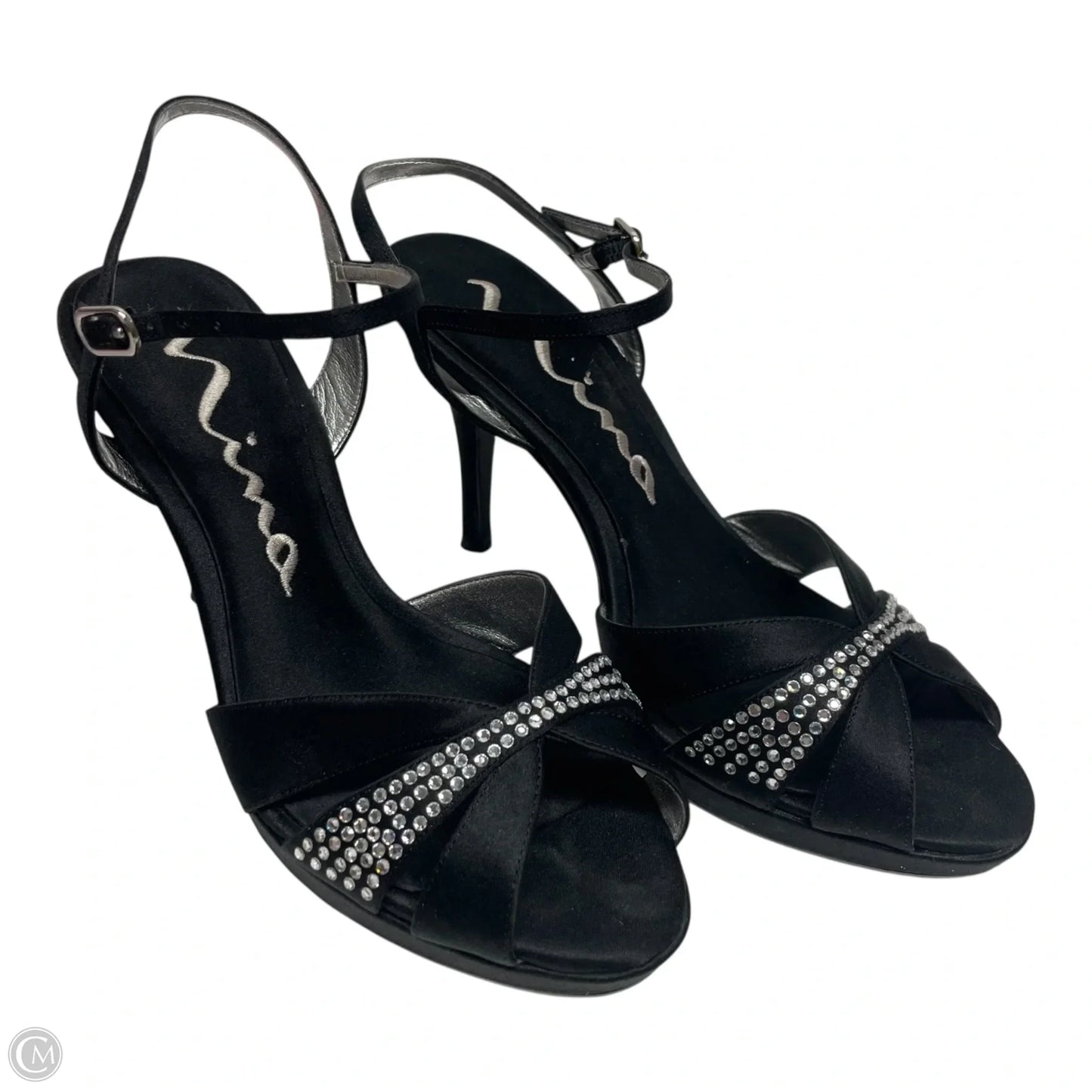 Shoes Heels Stiletto By Nina In Black & Silver, Size: 7.5