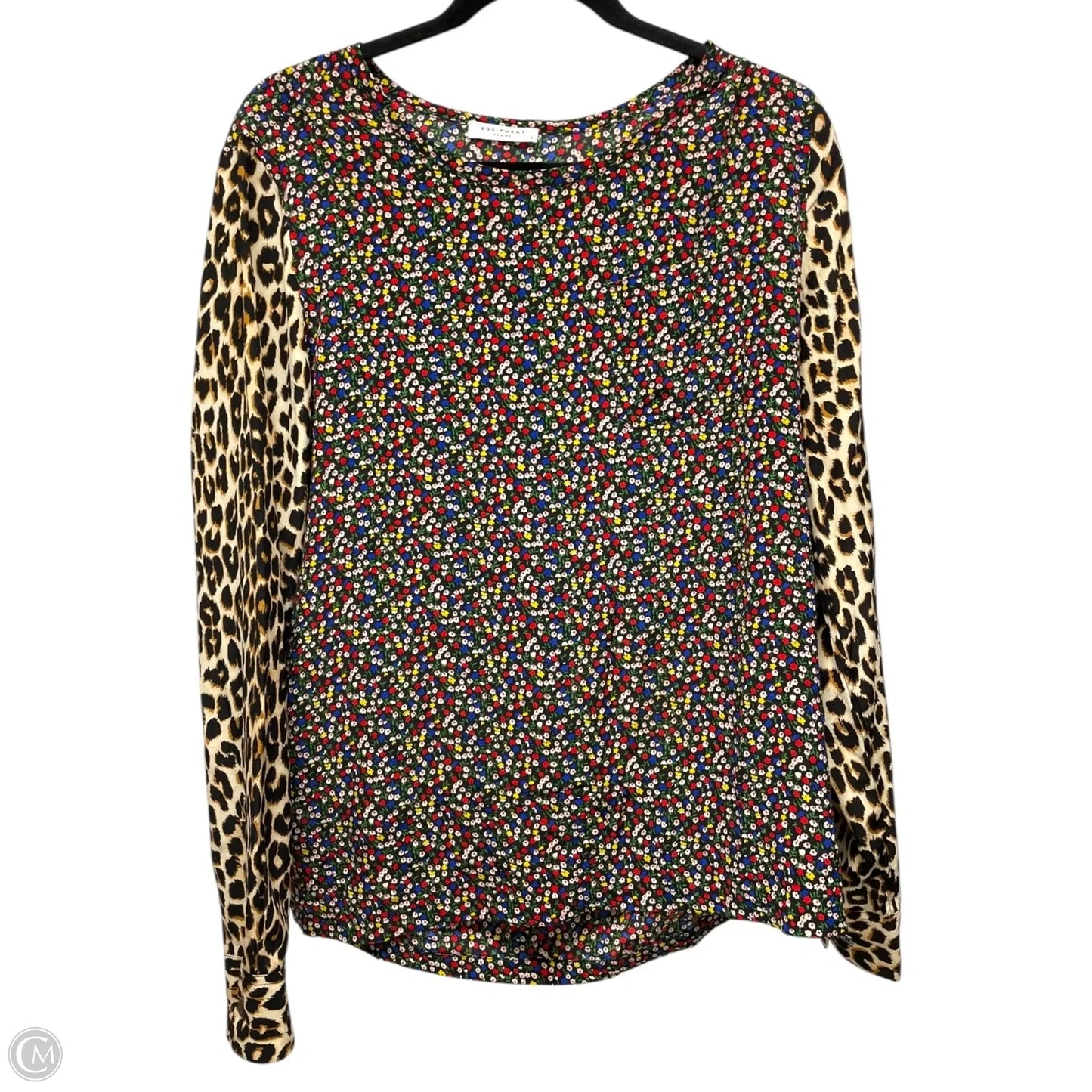 Top Long Sleeve By Equipment In Animal Print, Size: L