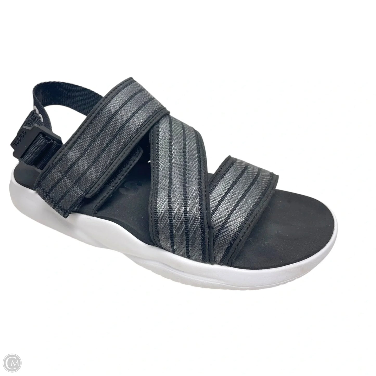 Sandals Flats By Adidas In Black & White, Size: 8