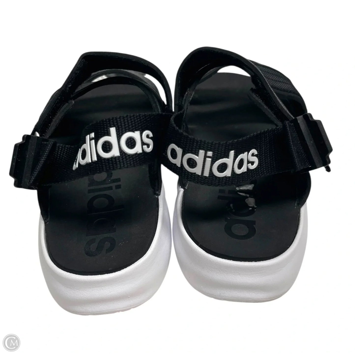 Sandals Flats By Adidas In Black & White, Size: 8