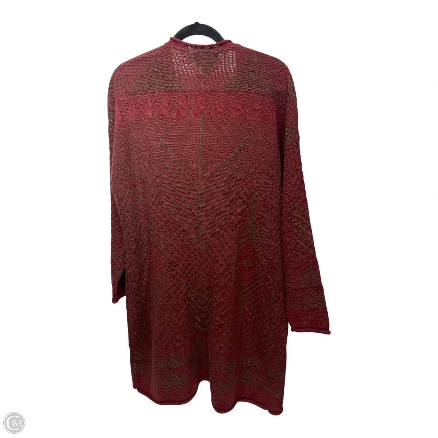 Sweater Cardigan By Simply Emma In Brown & Red, Size: 1x