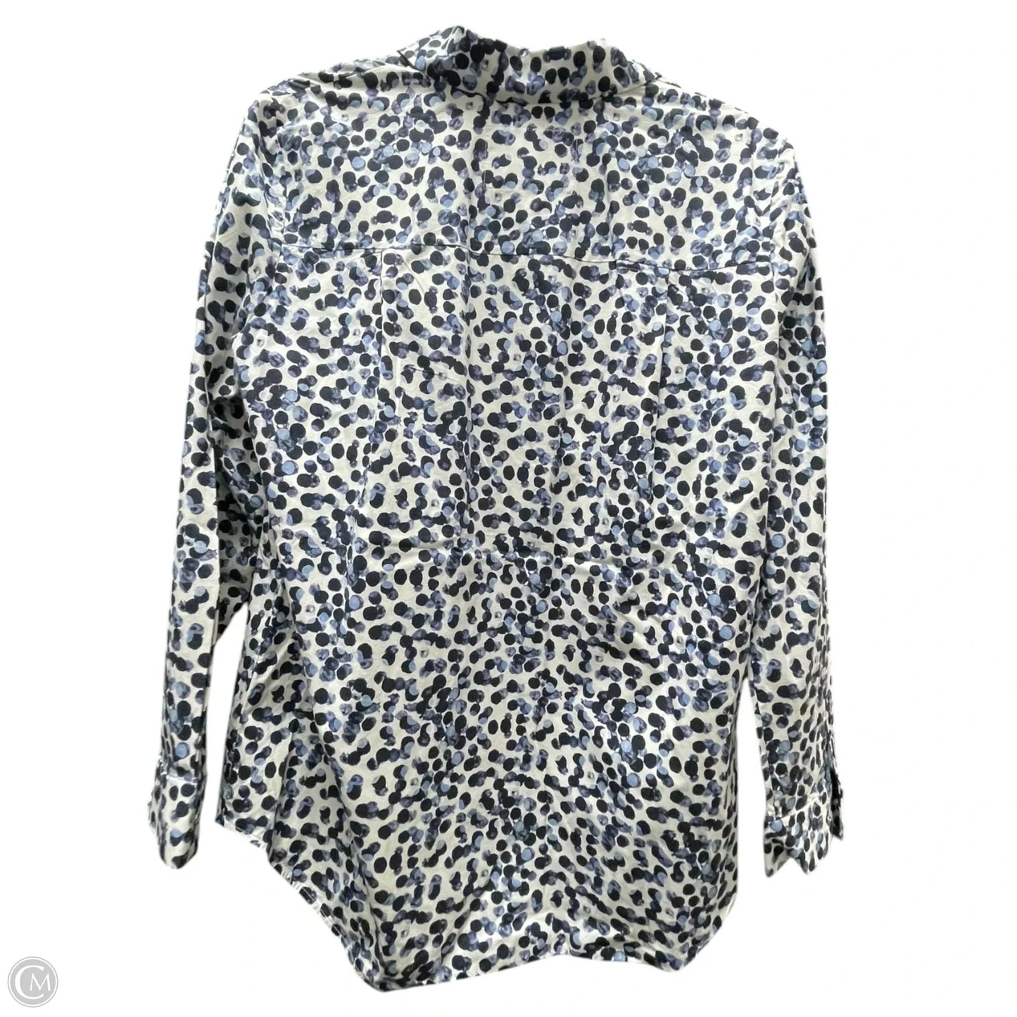 Top Long Sleeve Designer By Lafayette 148 In Blue & White, Size: M
