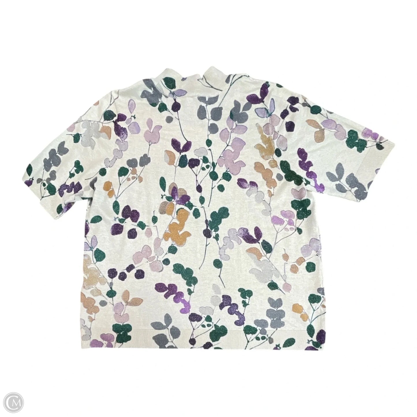 Sweater Short Sleeve By Chicos In Floral Print, Size: Xl