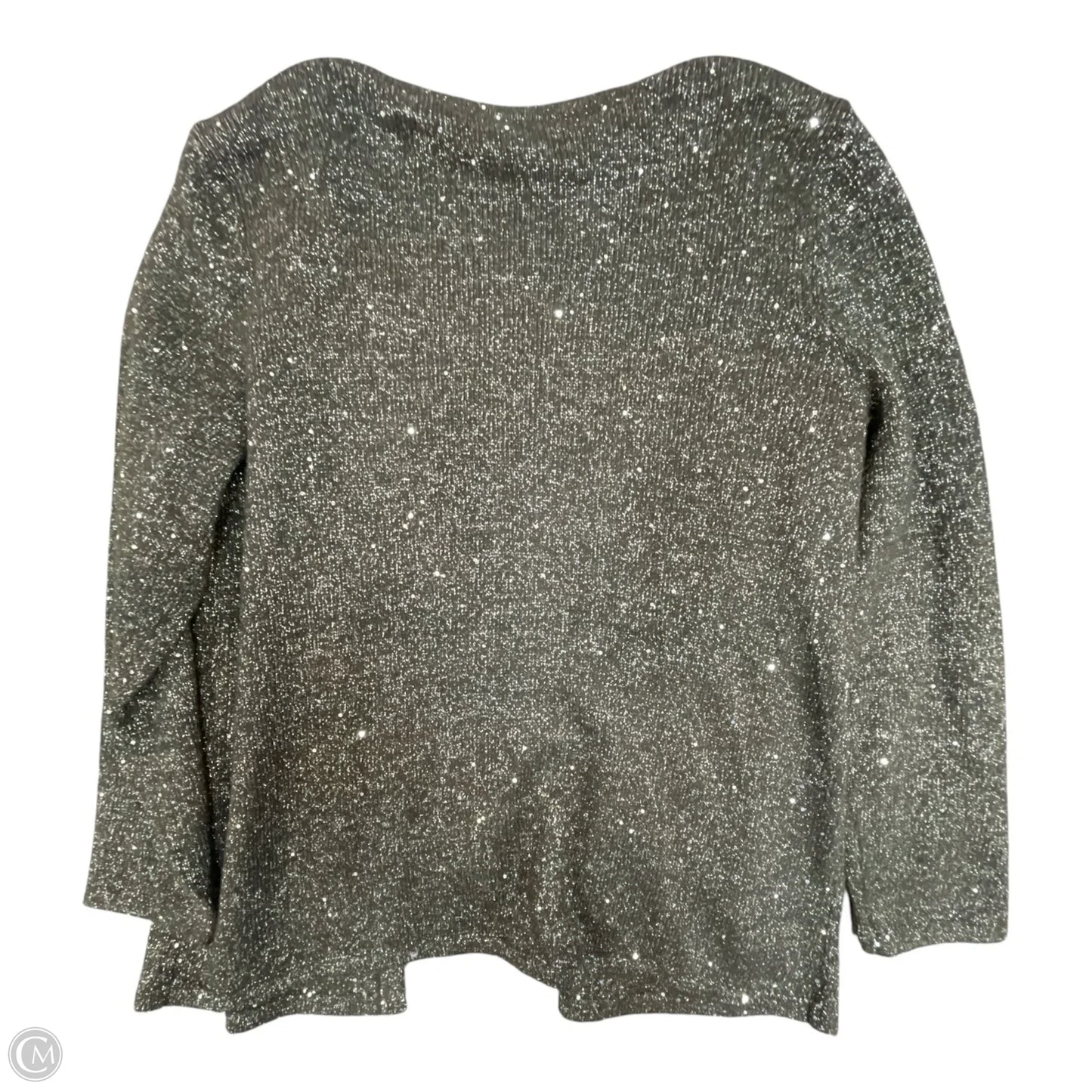 Sweater Cardigan By Chicos In Black & Silver, Size: Xl