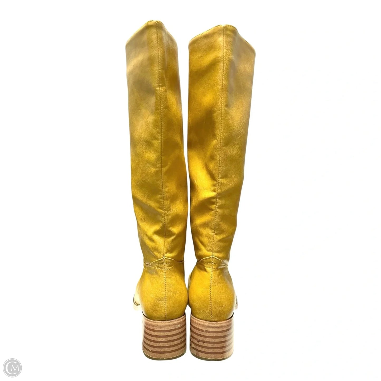 Boots Mid-calf Heels By Clothes Mentor In Yellow, Size: 9.5