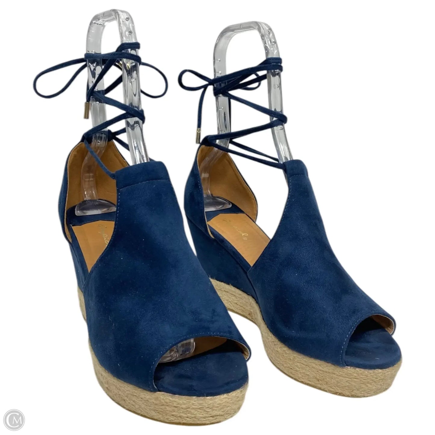 Shoes Heels Wedge By Qupid In Navy, Size: 9