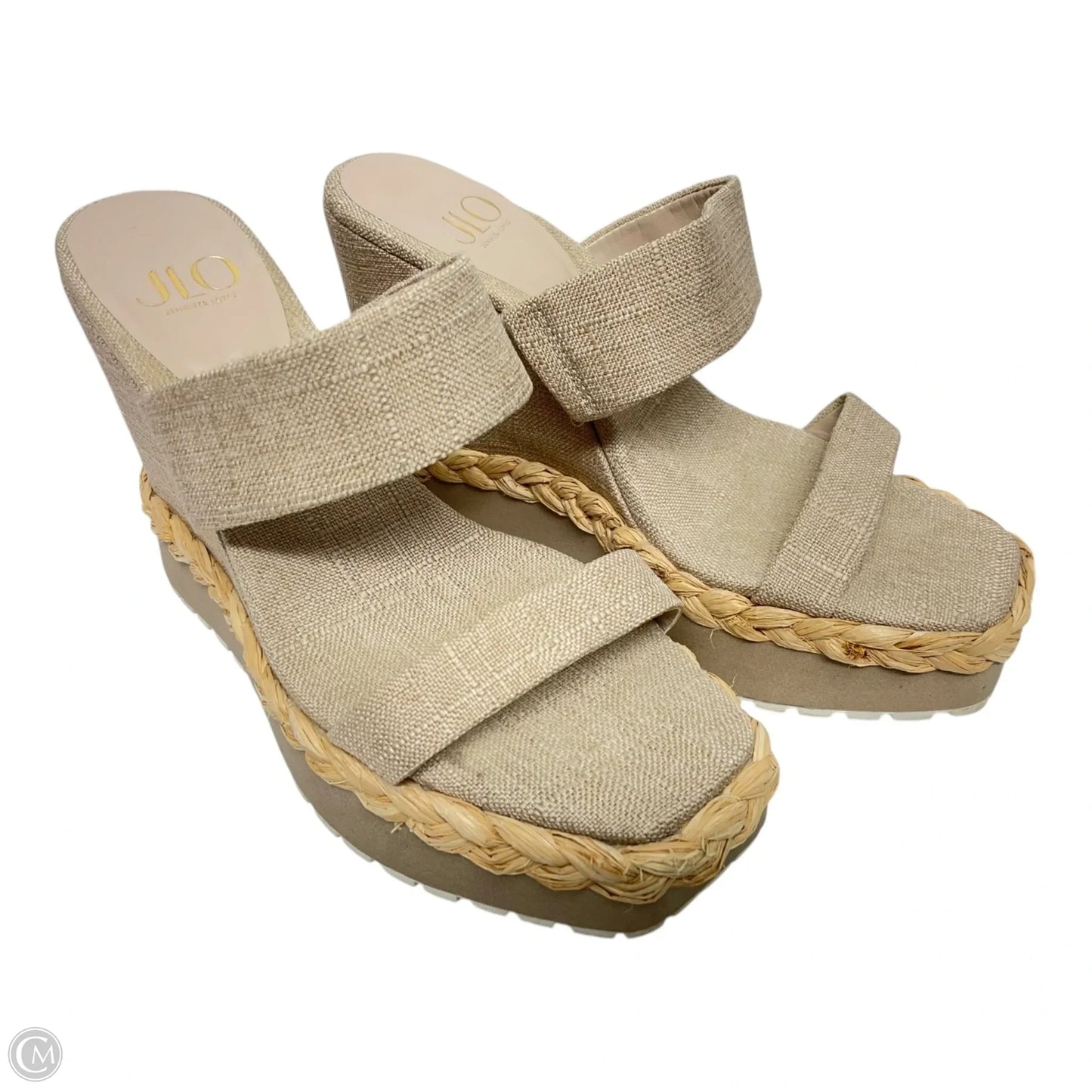 Sandals Heels Wedge By Jennifer Lopez In Tan, Size: 8