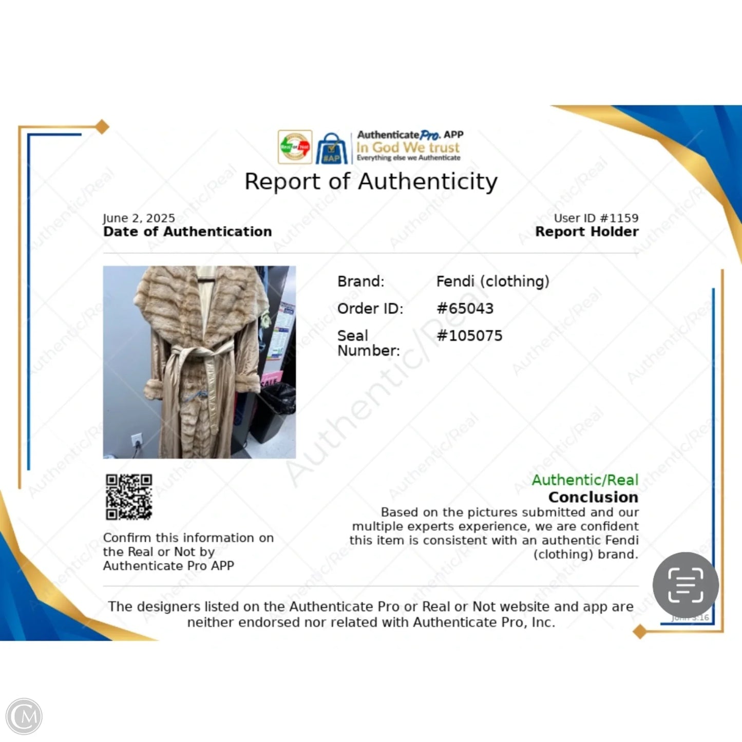 Coat Luxury Designer By Fendi In Tan, Size: M