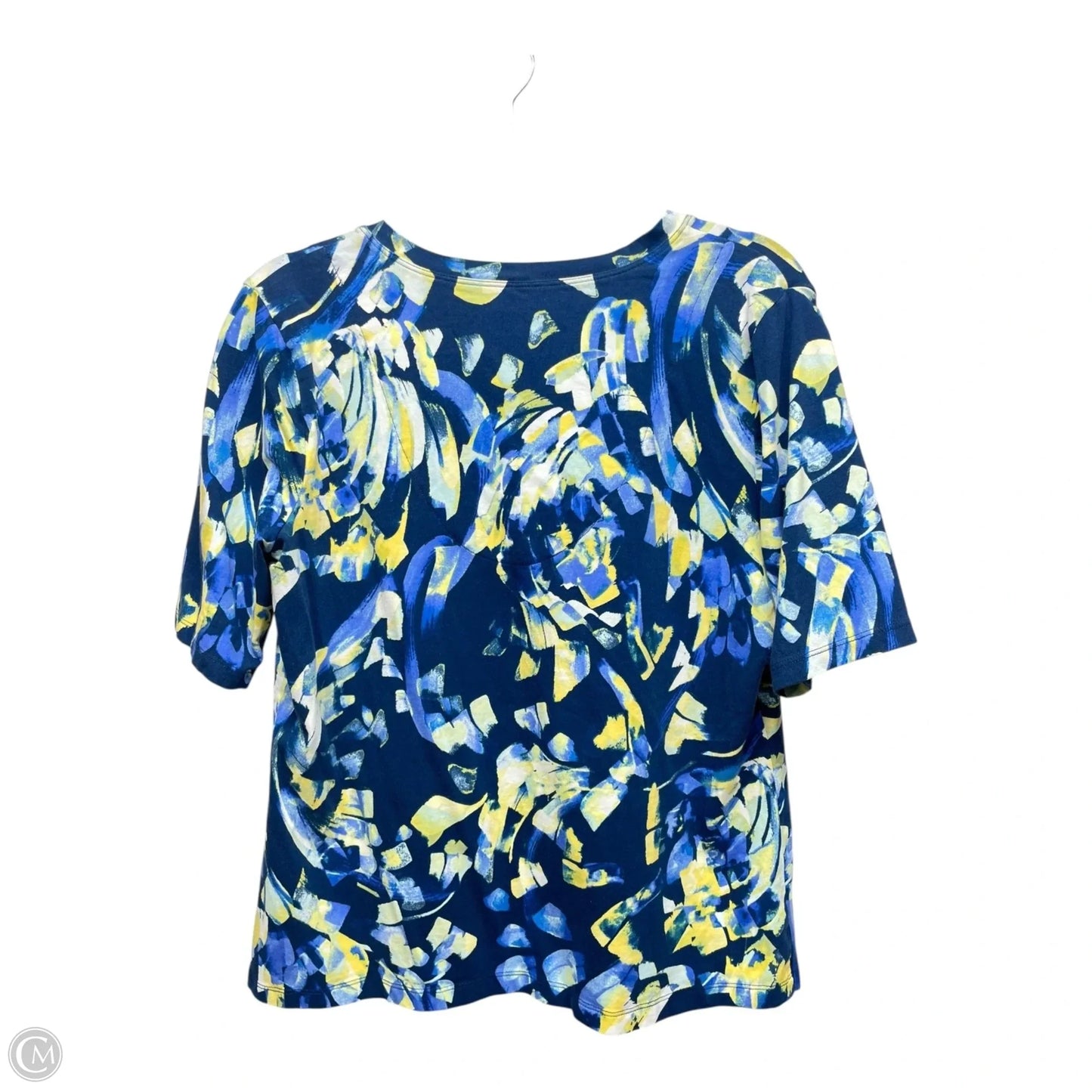 Top Short Sleeve By Chicos In Blue & Yellow, Size: L