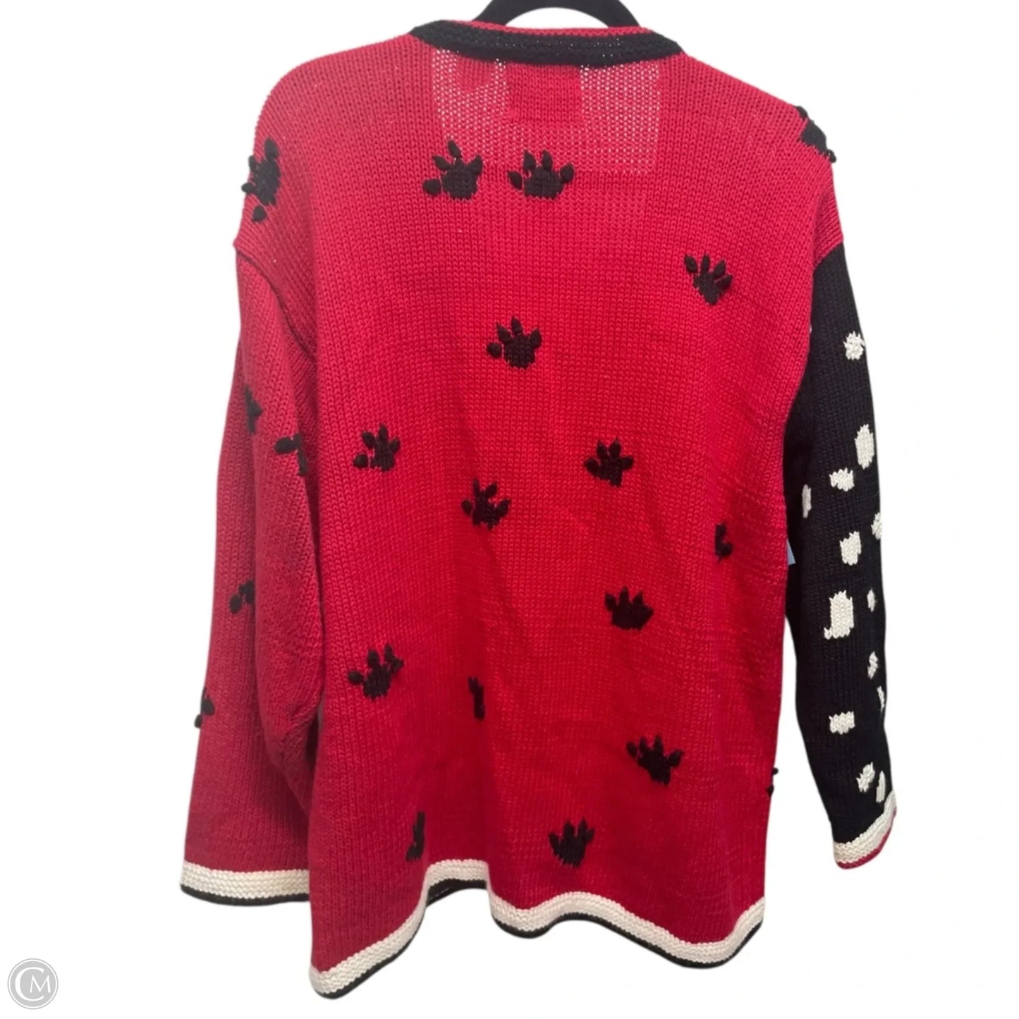 Sweater Cardigan By storybook knits - DOGS In Black & Red, Size: 1x