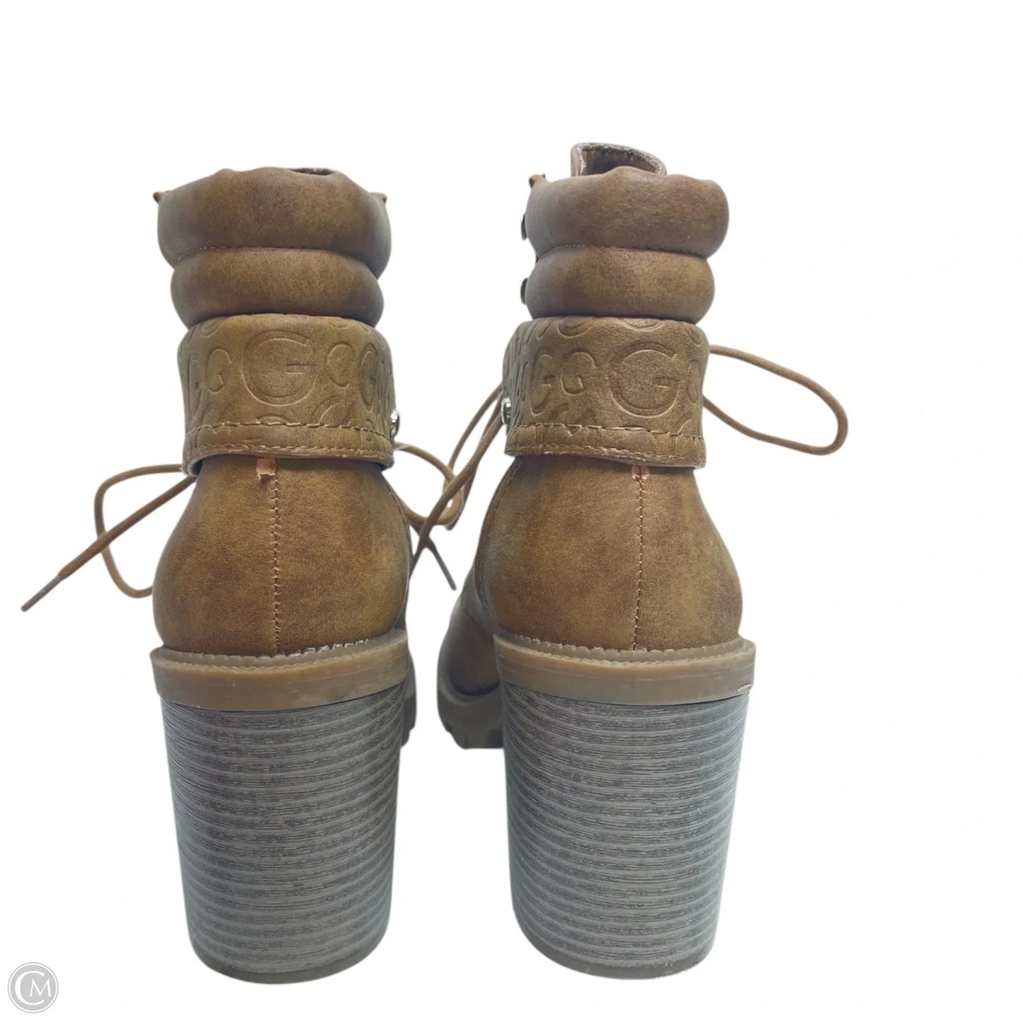 Boots Ankle Heels By Guess In Brown, Size: 7