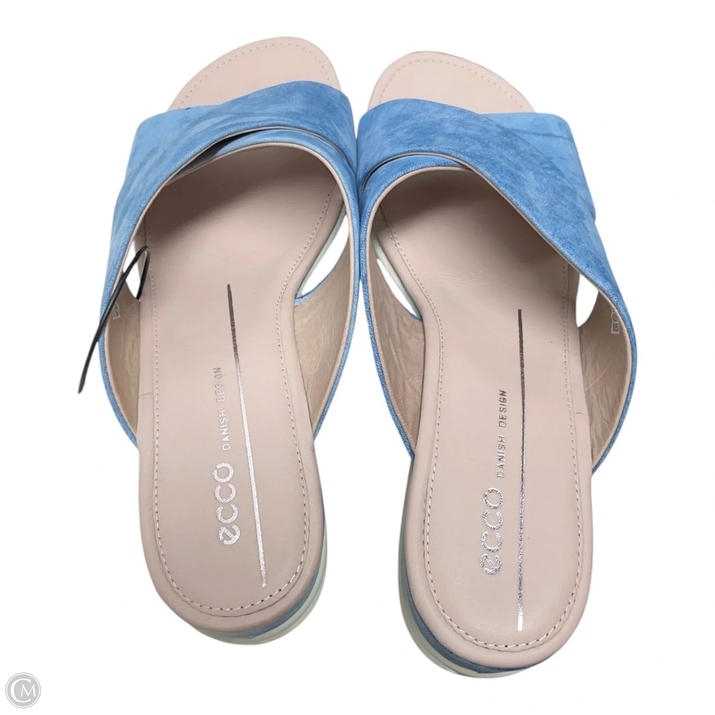 Sandals Heels Wedge By Ecco In Blue & White, Size: 7