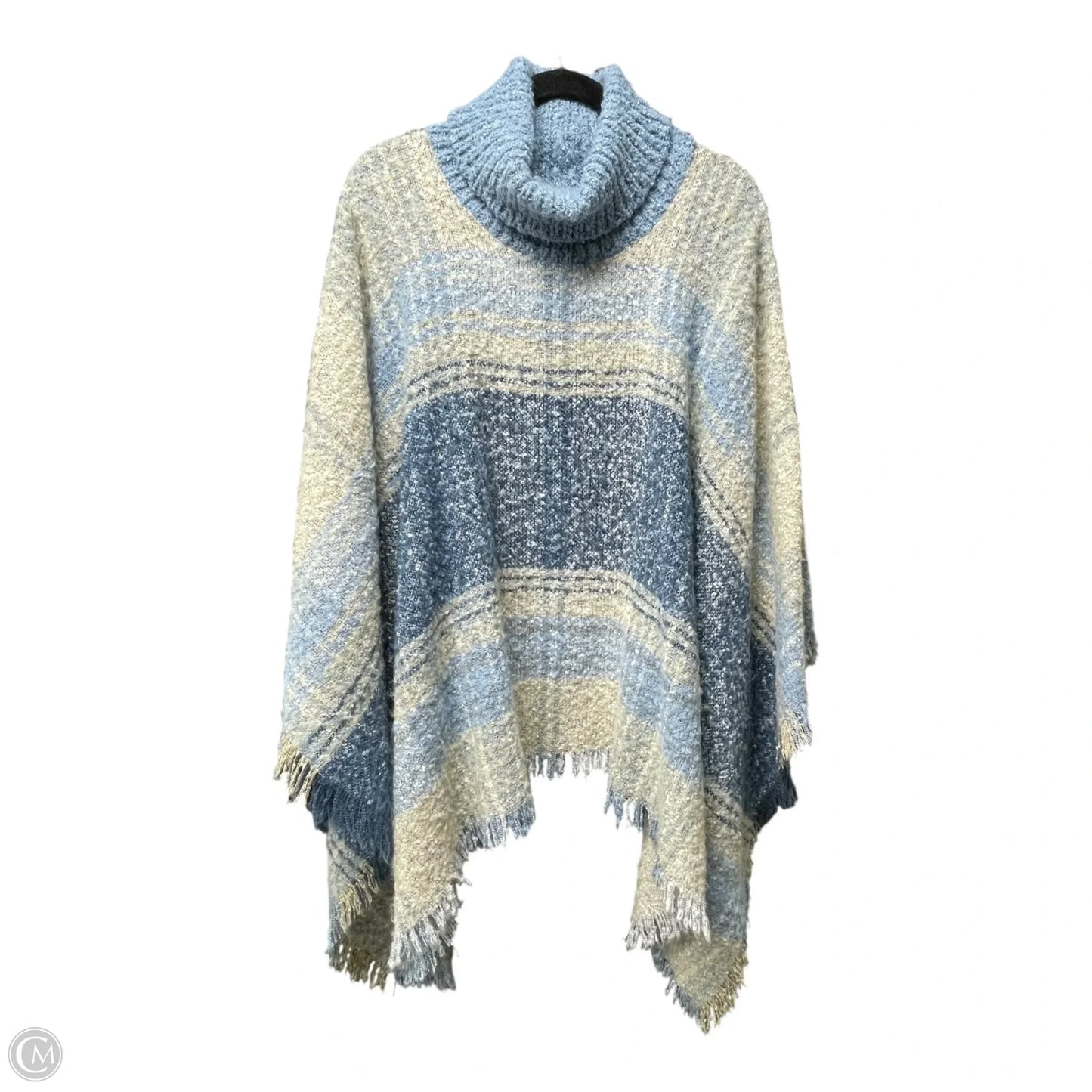 Poncho By Simply Noelle In Blue & Cream, Size: Osfm