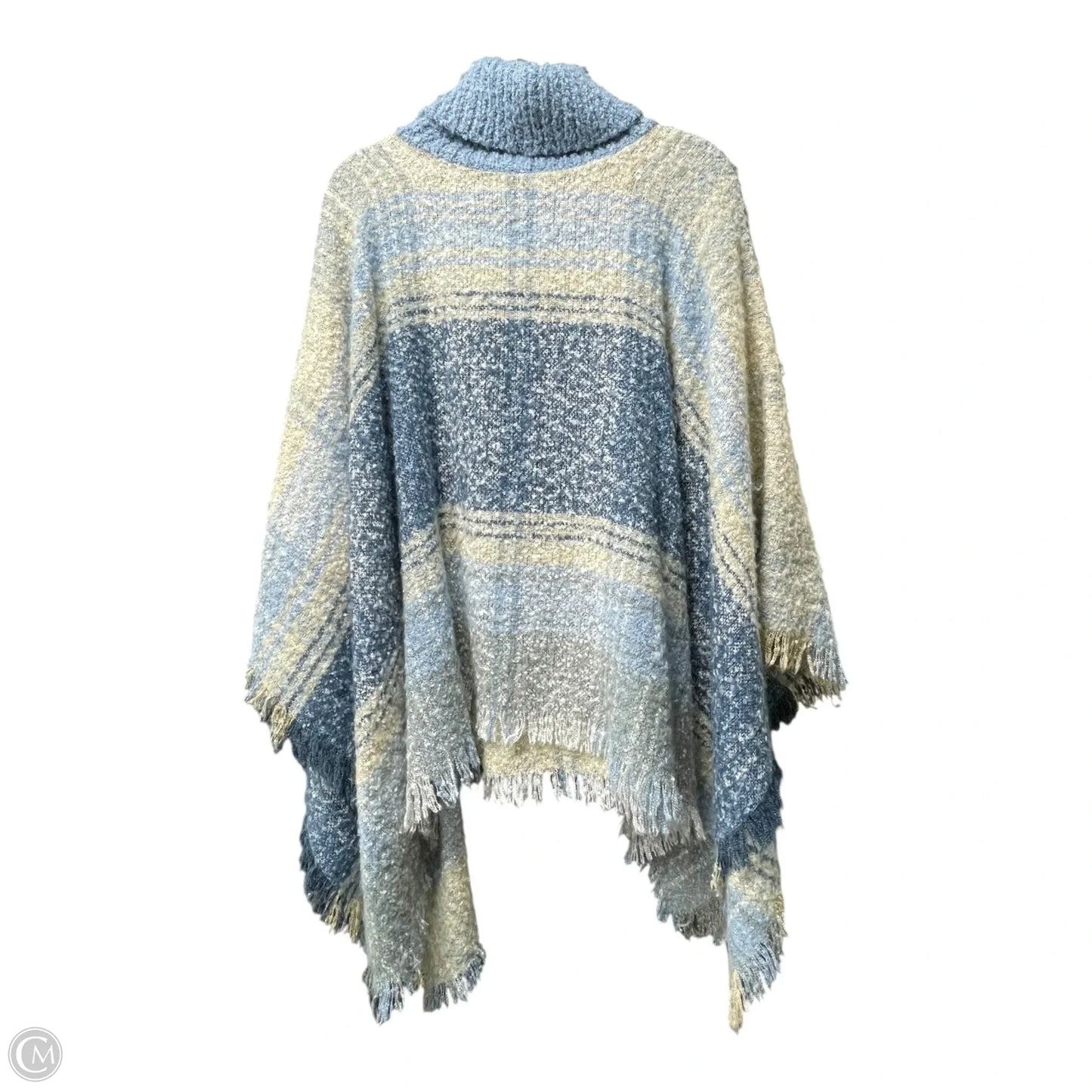 Poncho By Simply Noelle In Blue & Cream, Size: Osfm