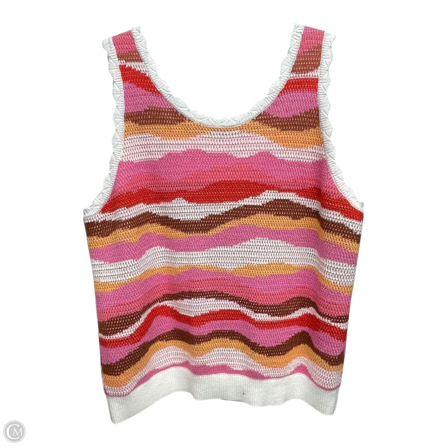 Vest Sweater By Loft In Orange & Pink, Size: M