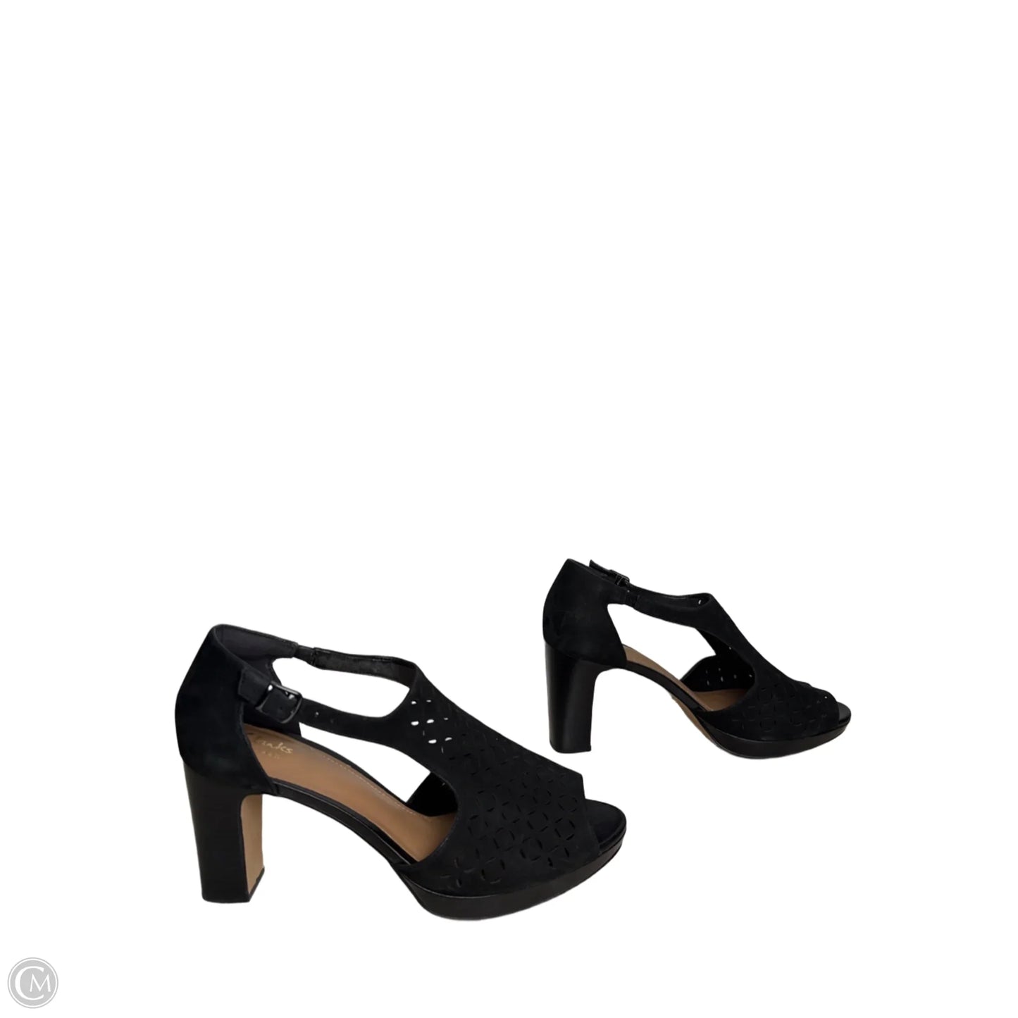 Sandals Heels Block By Clarks In Black, Size: 9.5