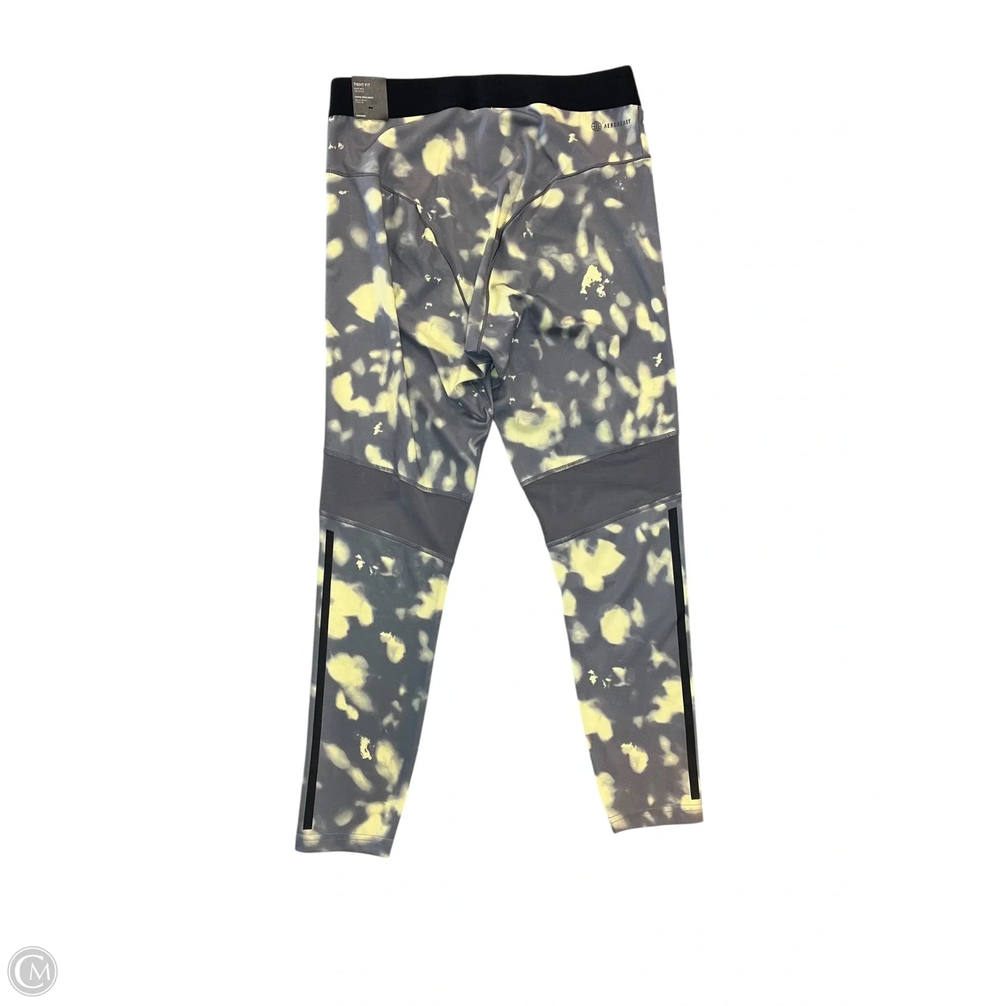 Athletic Leggings By Adidas In Grey & Yellow, Size: L