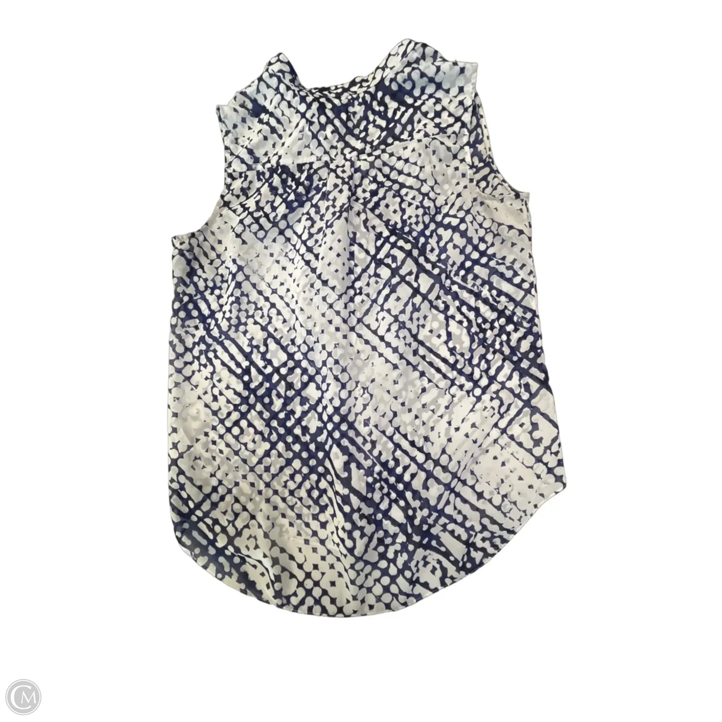 Blouse Sleeveless By Cabi In Blue & Cream, Size: M