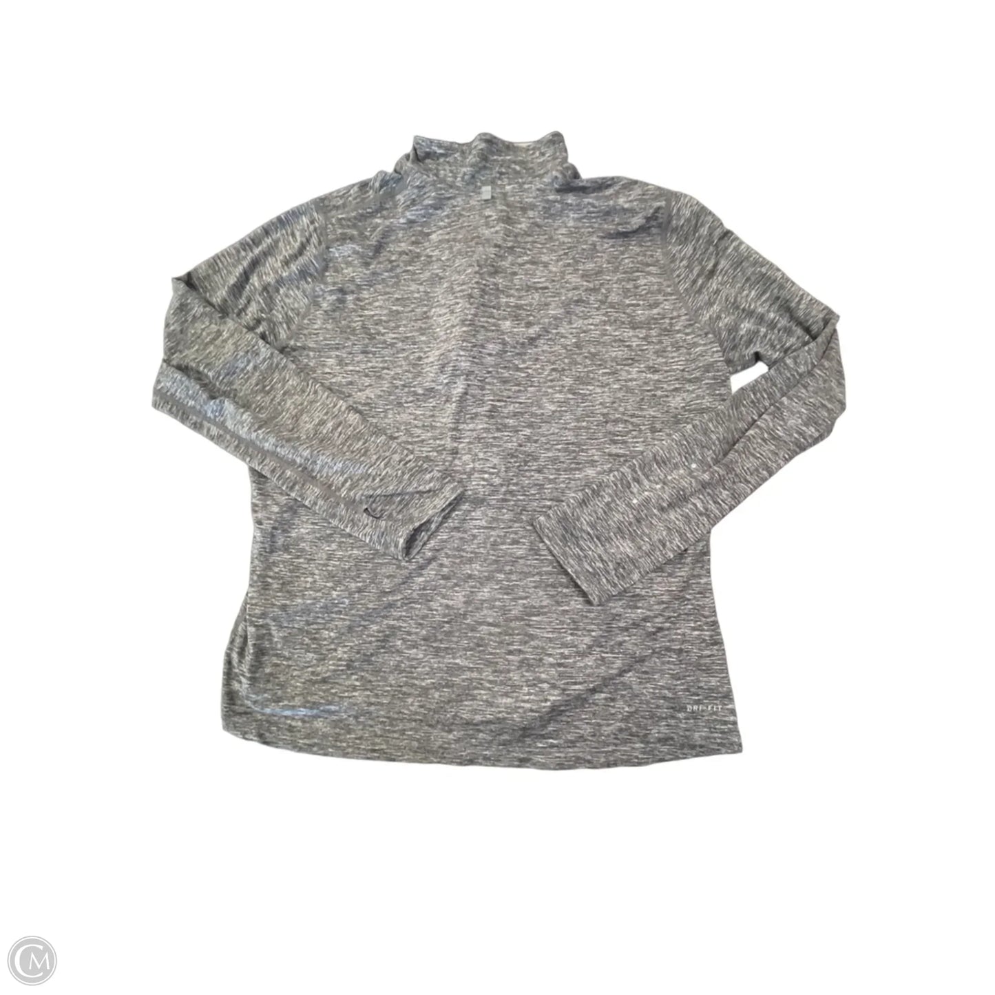 Athletic Top Long Sleeve Collar By Nike In Grey, Size: 1x