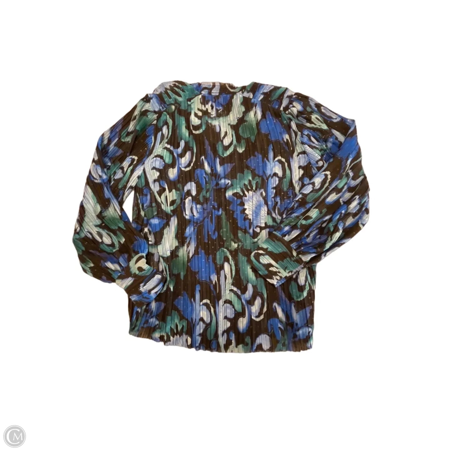 Blouse Long Sleeve By Chicos In Black & Blue, Size: S