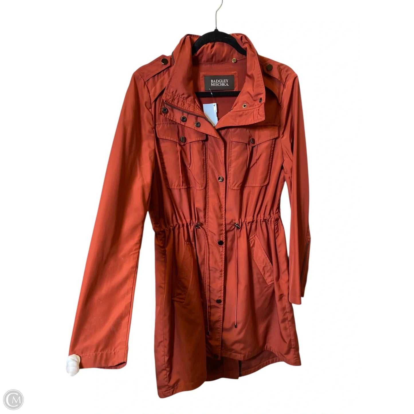 Jacket Windbreaker By Badgley Mischka In Orange, Size: M