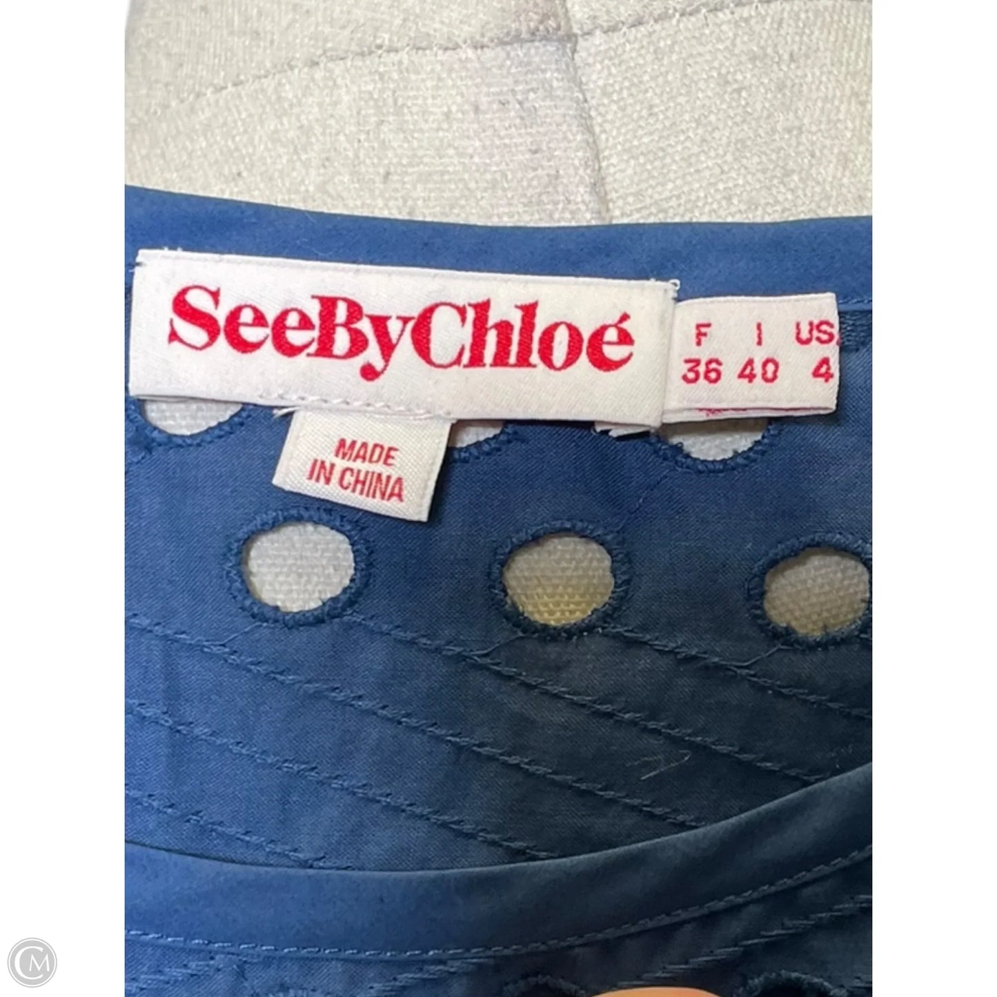 Top Short Sleeve Designer By See By Chloe In Blue, Size: 4