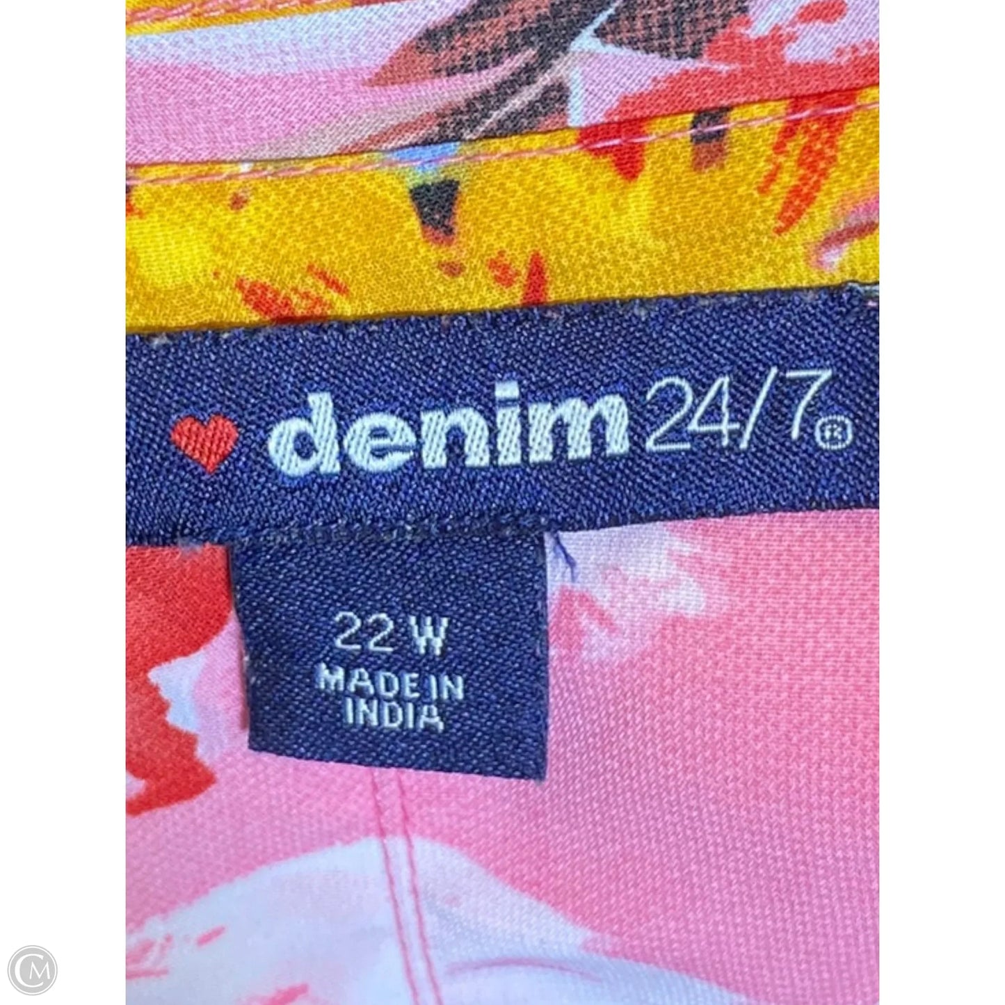 Top 3/4 Sleeve By Denim 24/7 In Floral Print, Size: 22