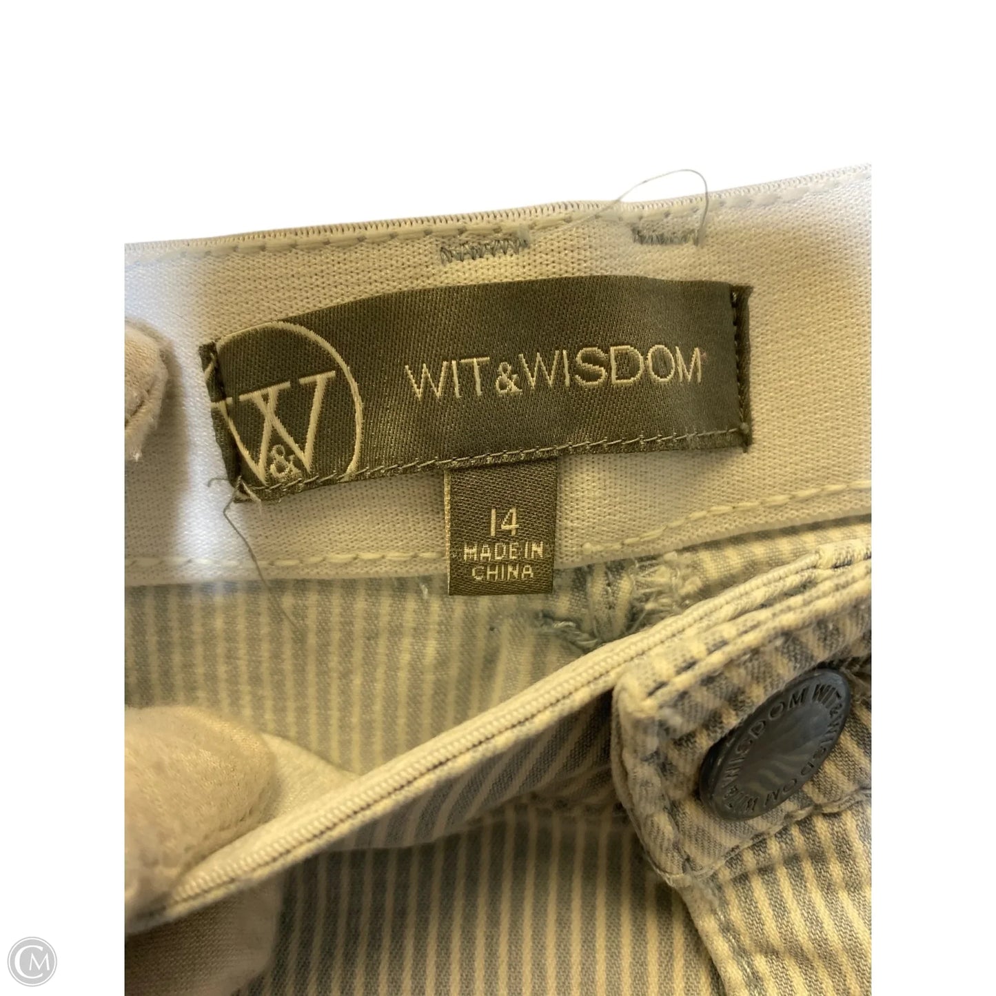 Jeans Cropped By Wit & Wisdom In Striped Pattern, Size: 14
