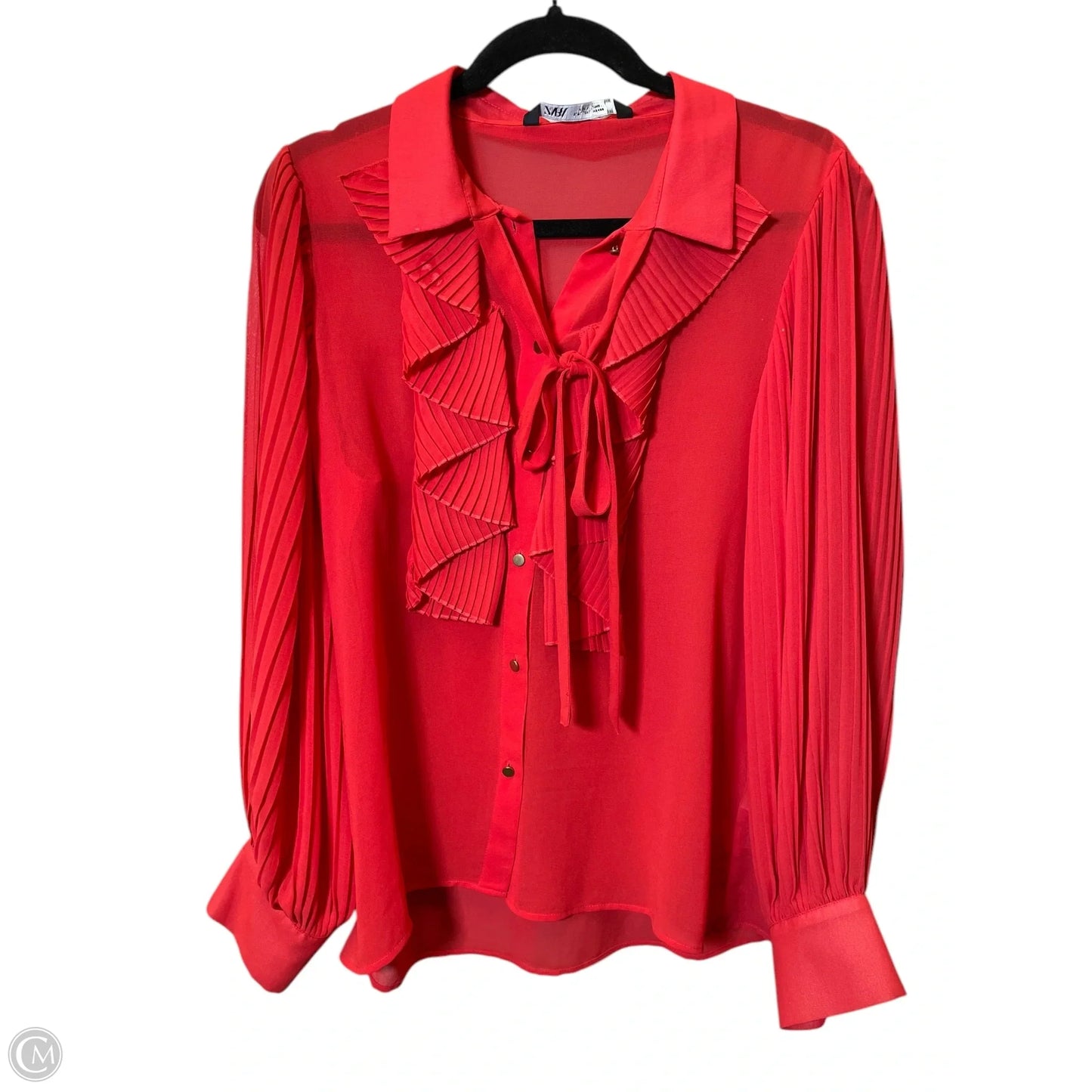 Blouse Long Sleeve By Zara In Red, Size: L