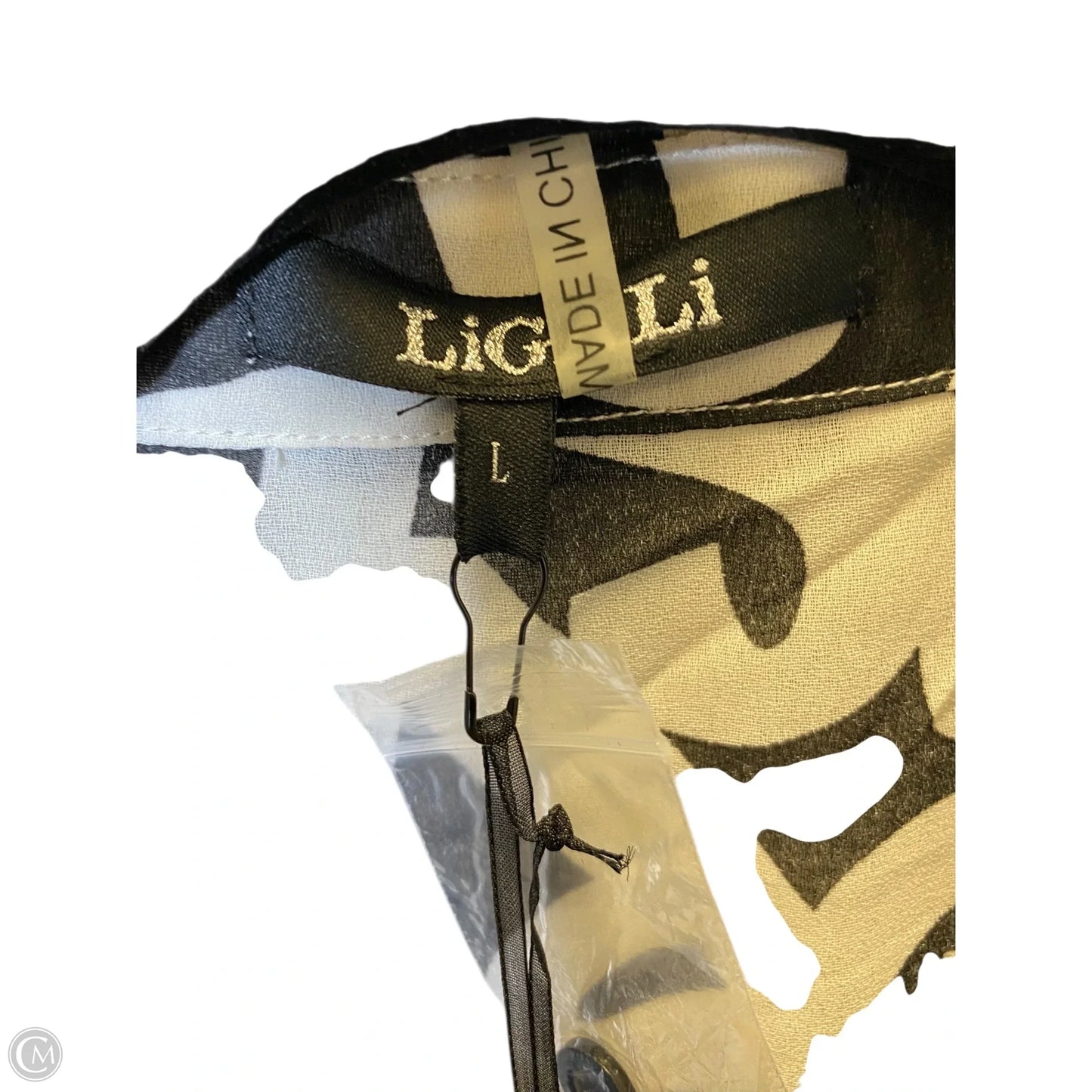 Blouse Long Sleeve By Clothes Mentor In Black & White, Size: L