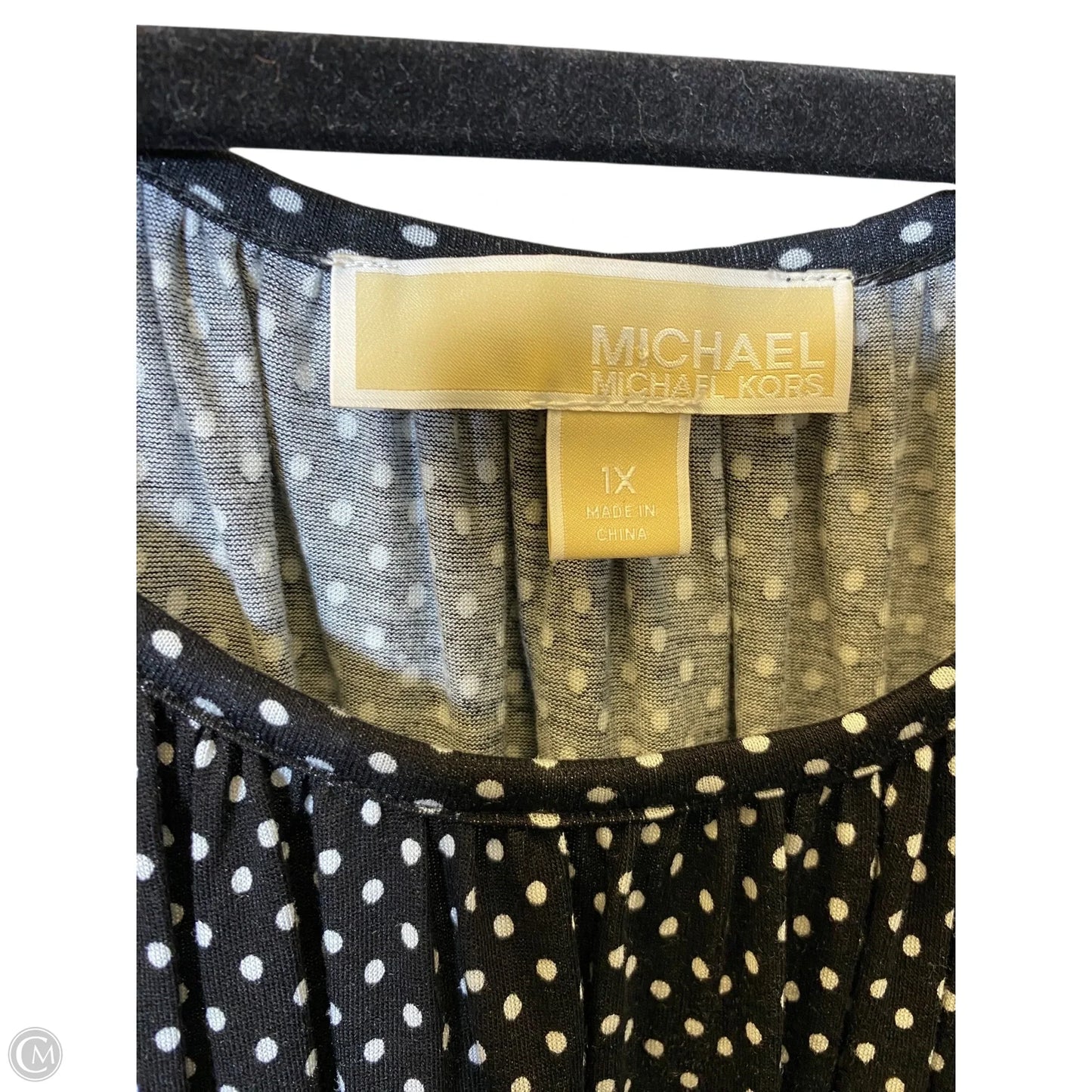Top 3/4 Sleeve Designer By Michael Kors In Polkadot Pattern, Size: 1x