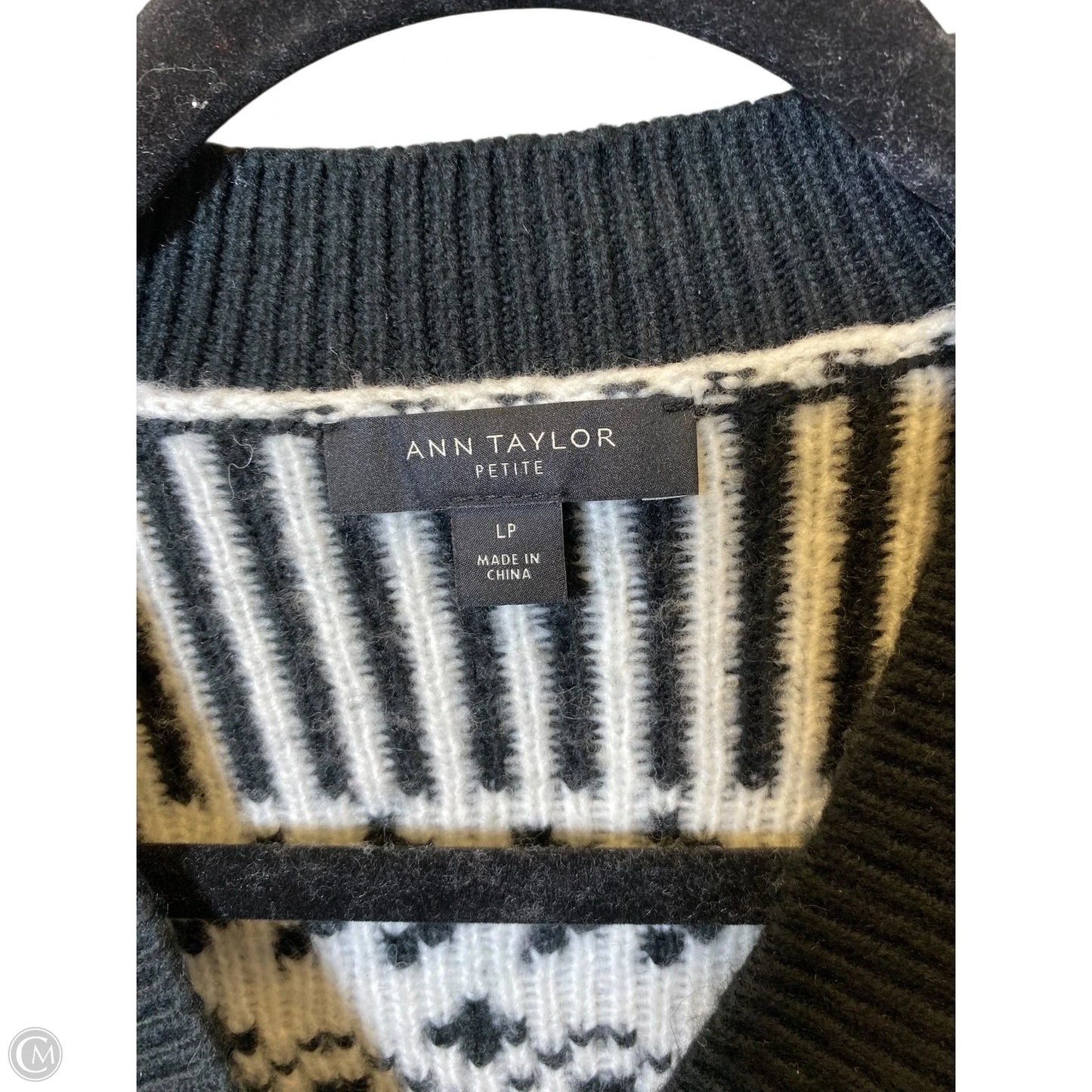 Sweater Cardigan By Ann Taylor In Black & White, Size: Lp