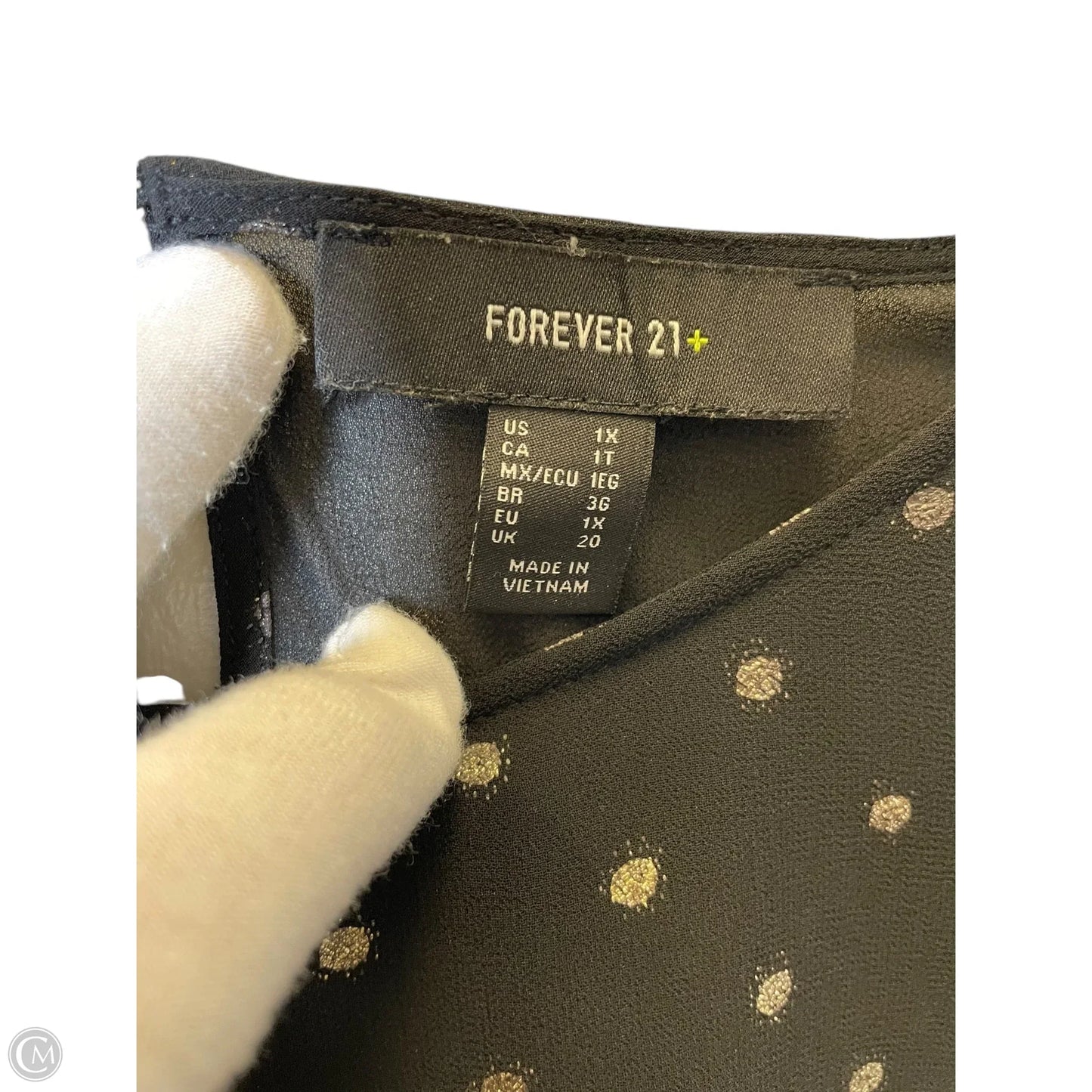 Top Long Sleeve By Forever 21 In Black & Gold, Size: 1x