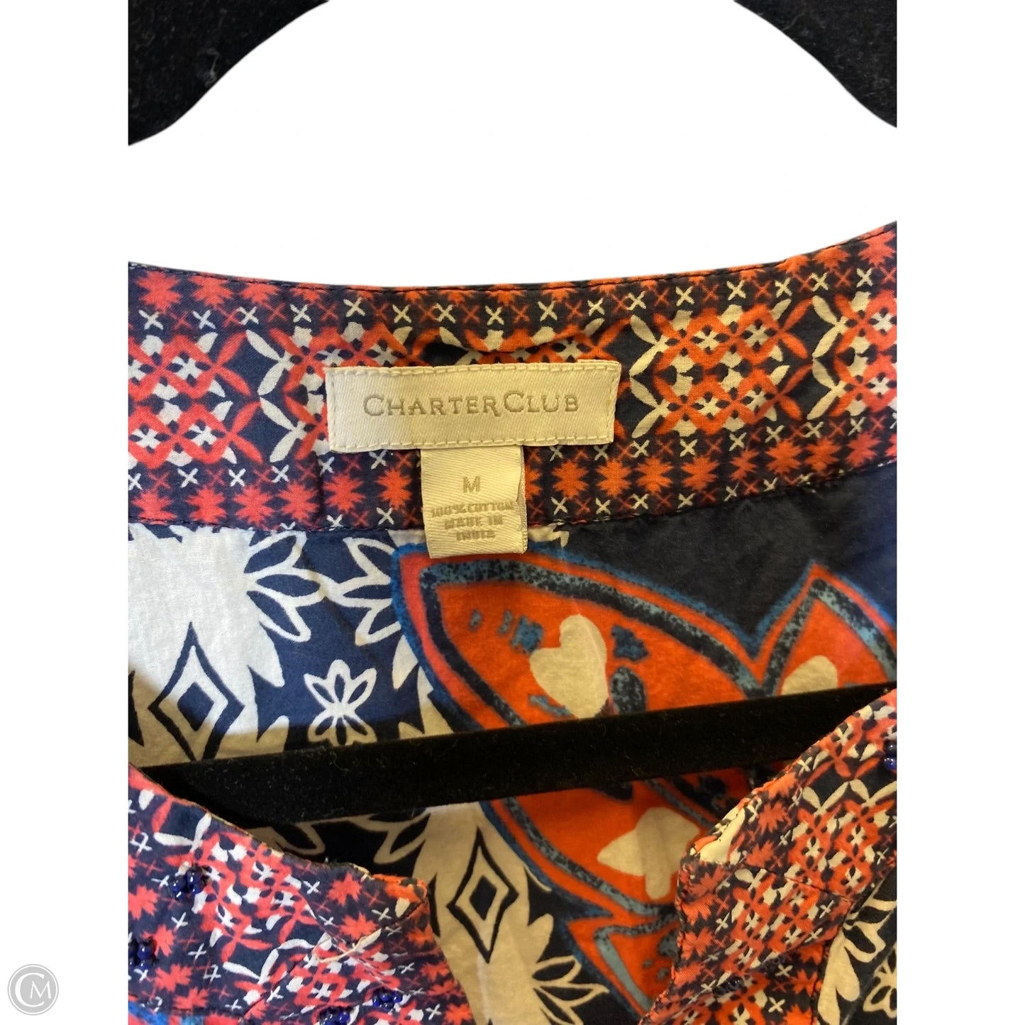 Top 3/4 Sleeve By Charter Club In Multi-colored, Size: M