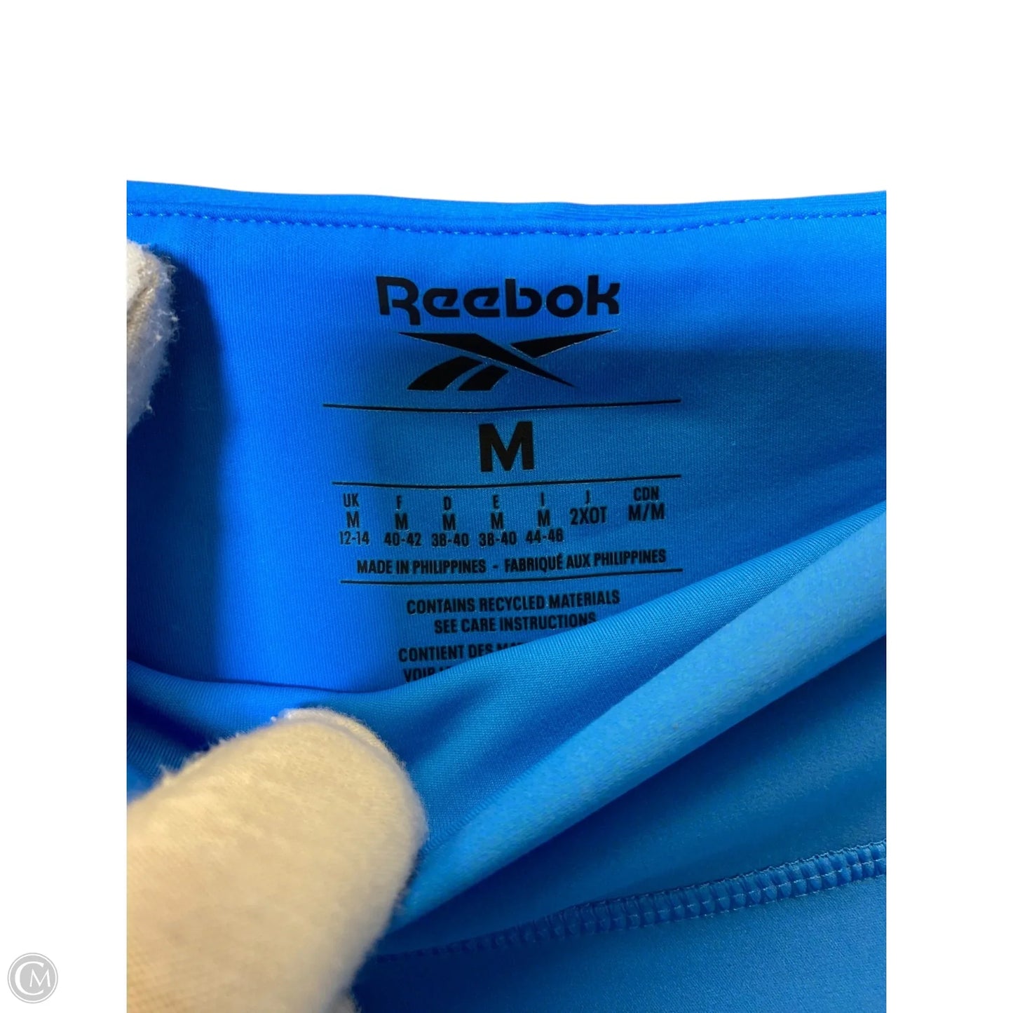 Athletic Leggings By Reebok In Blue & Green, Size: M