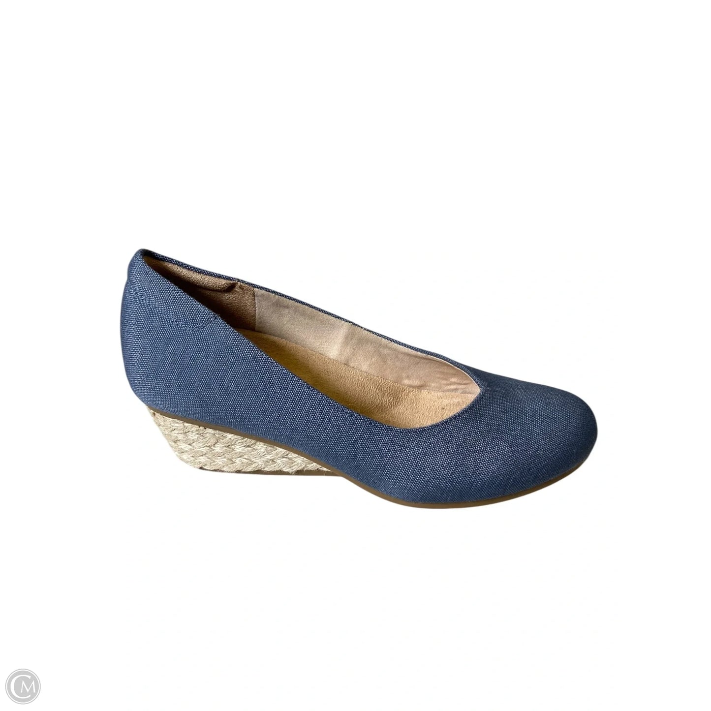 Shoes Heels Wedge By Dr Scholls In Blue Denim, Size: 7
