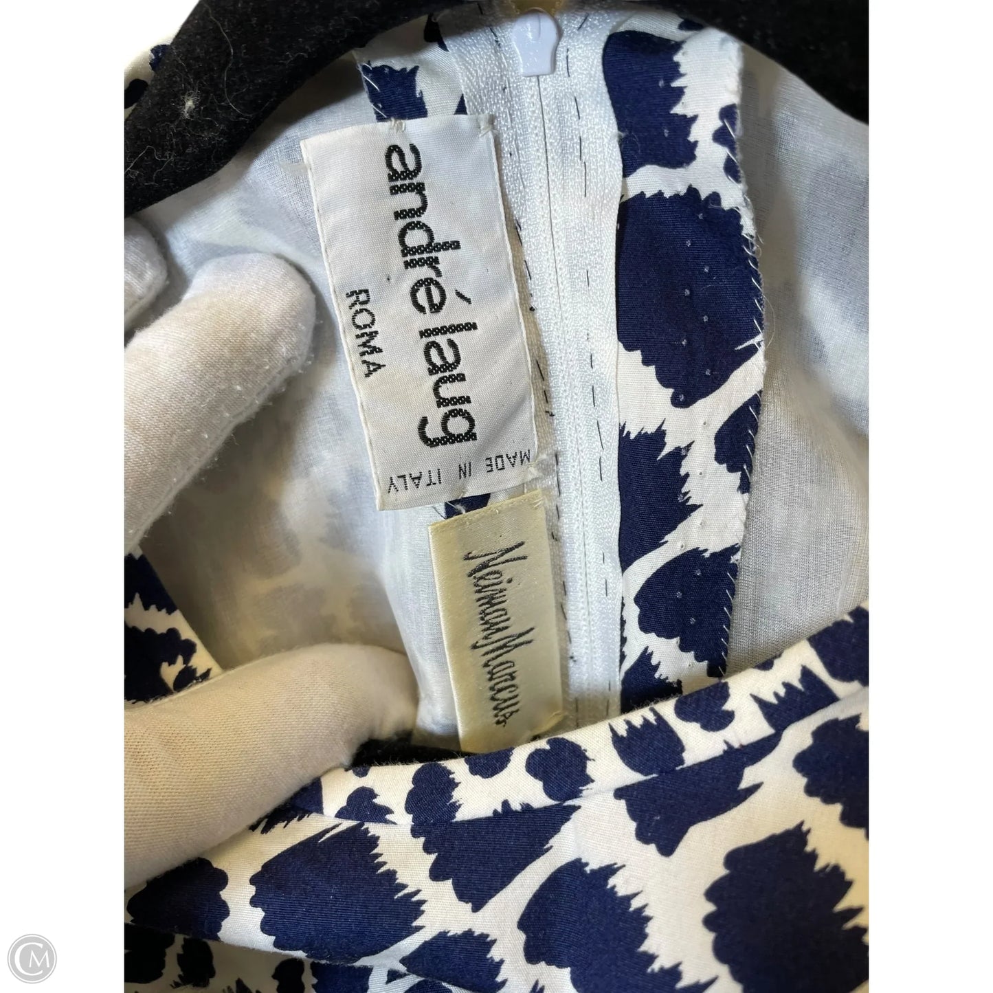 Top Long Sleeve Designer By Neiman Marcus In Blue & White, Size: L