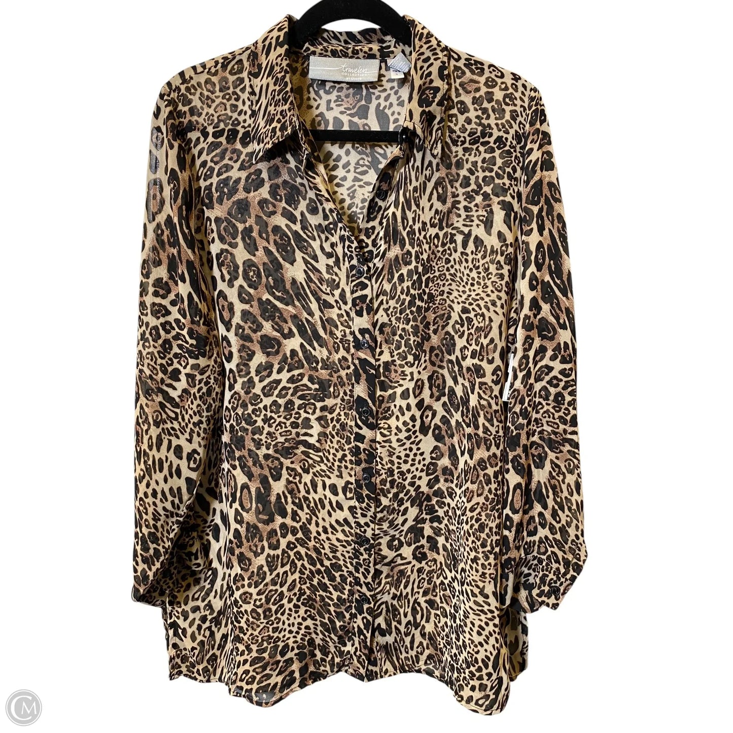 Blouse Long Sleeve By Chicos In Animal Print, Size: L