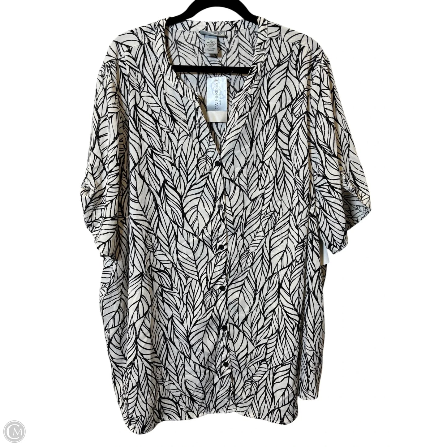 Blouse Short Sleeve By Catherines In Black & Cream, Size: 3x