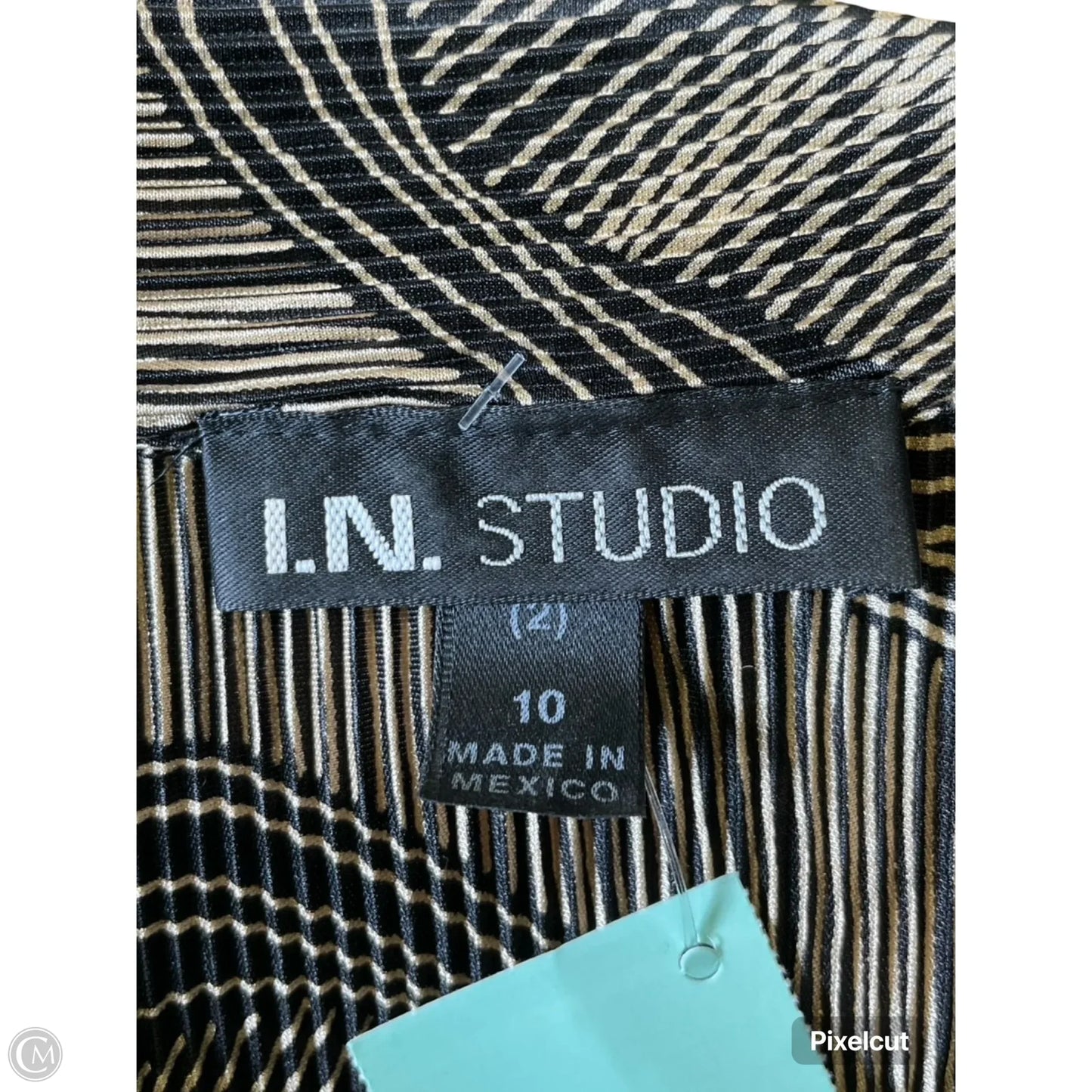 Blouse Short Sleeve By In Studio In Black & Tan, Size: M
